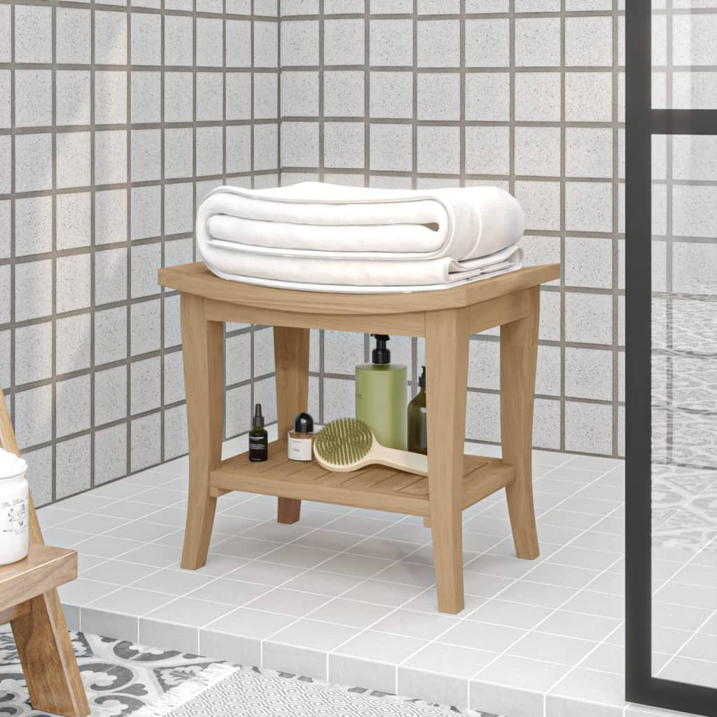 vidaXL Shower Bench 50x35x45 cm Solid Wood Teak