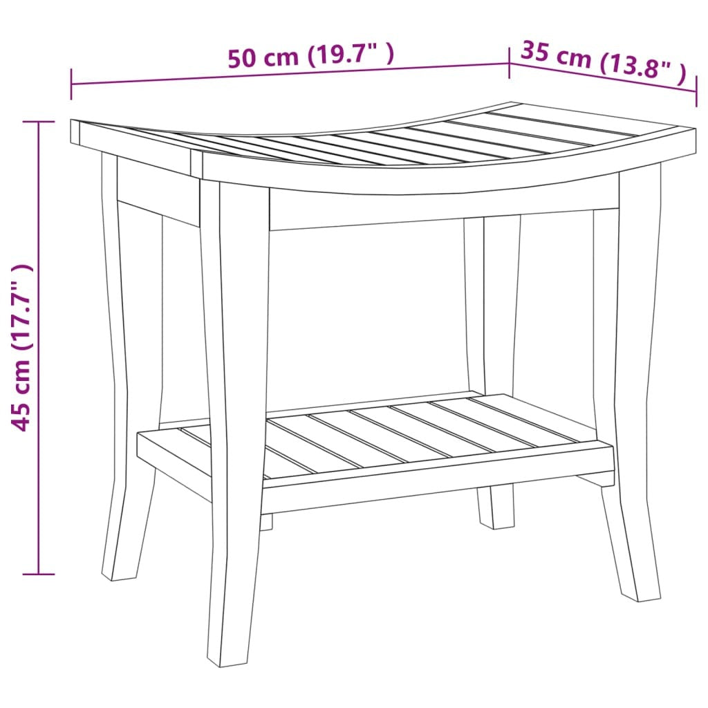 vidaXL Shower Bench 50x35x45 cm Solid Wood Teak