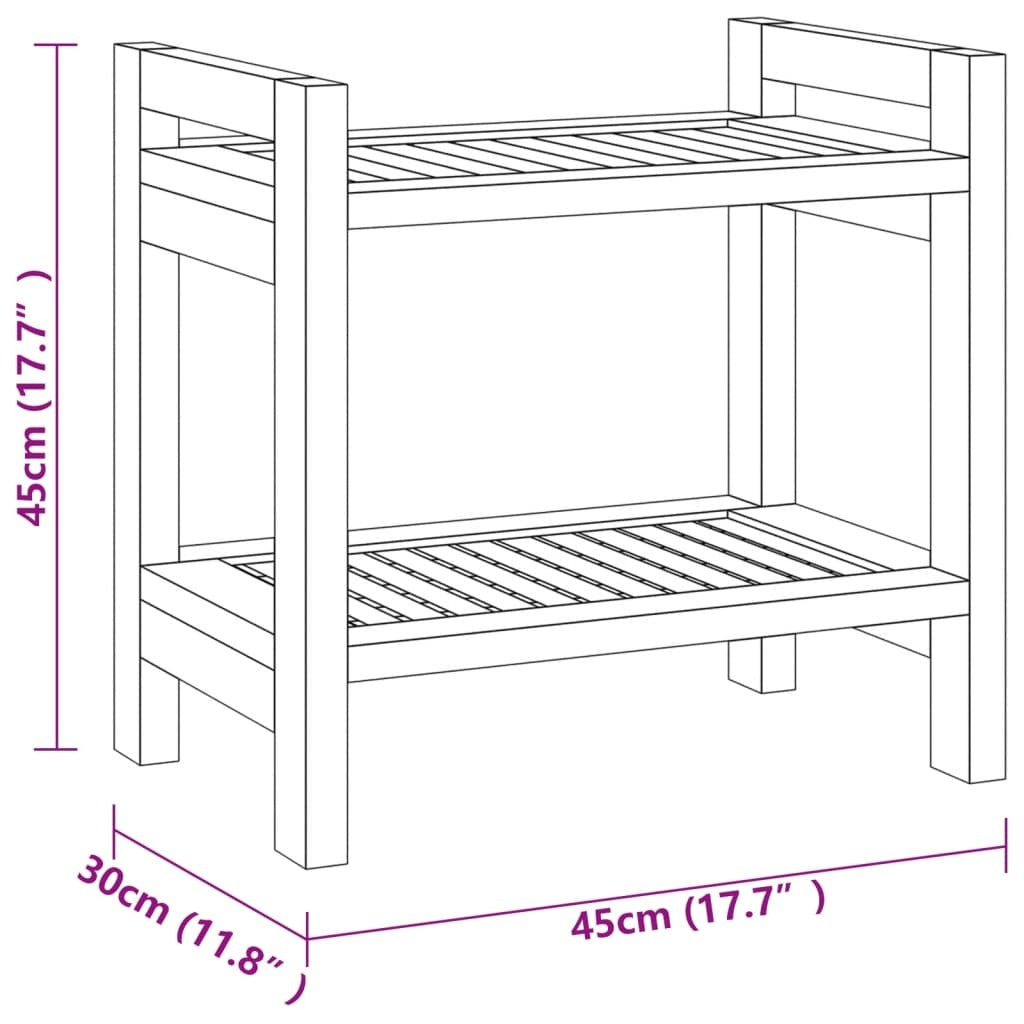 vidaXL Shower Bench 45x30x45 cm Solid Wood Teak