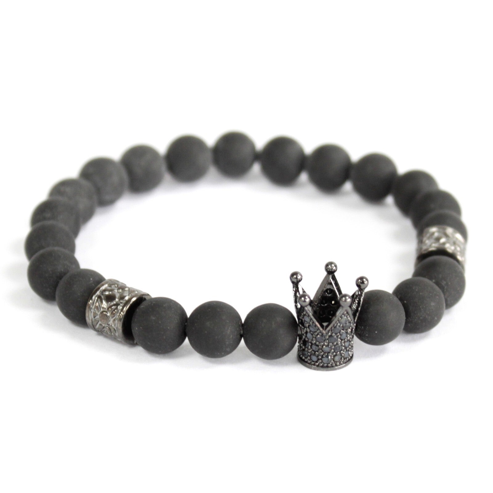 Crystal Crown / Black Agate - Gemstone Bracelet - Per case: 3 Piece