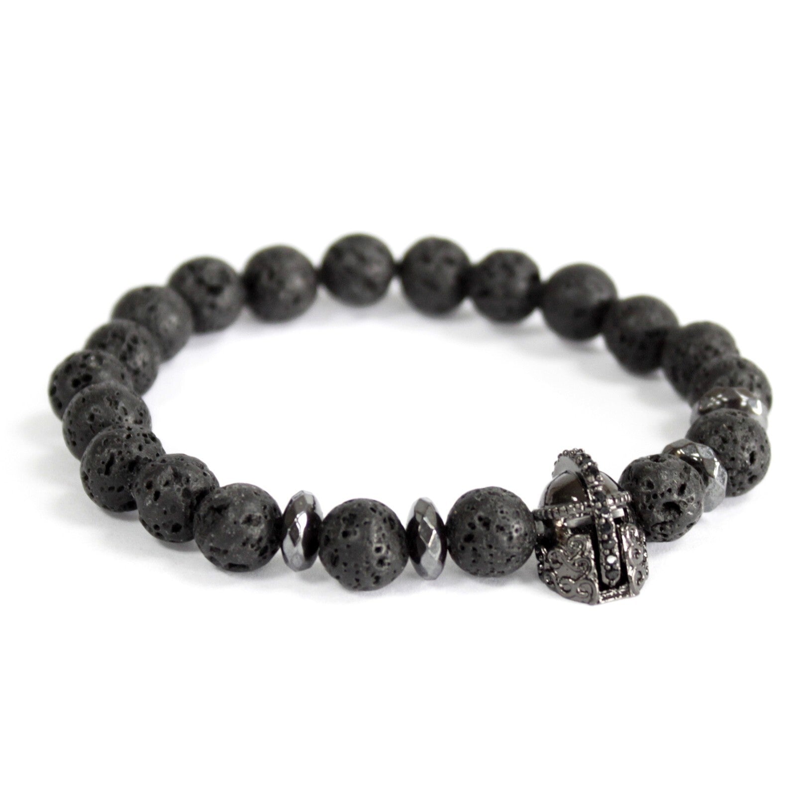 Knight's Helmet / Lava Stone - Gemstone Bracelet - Per case: 3 Piece