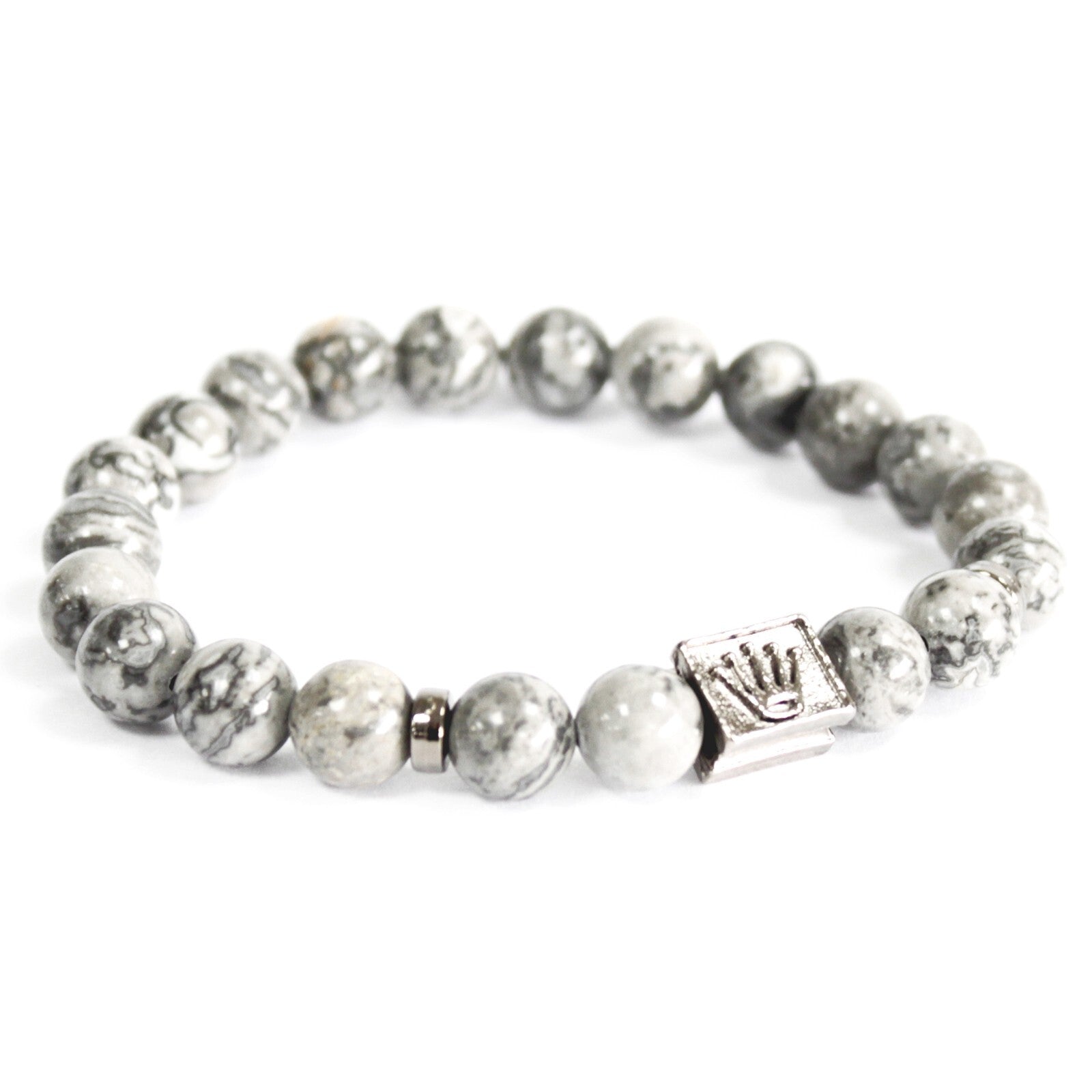 Crown Ingot / Grey Agate - Gemstone Bracelet - Per case: 3 Piece
