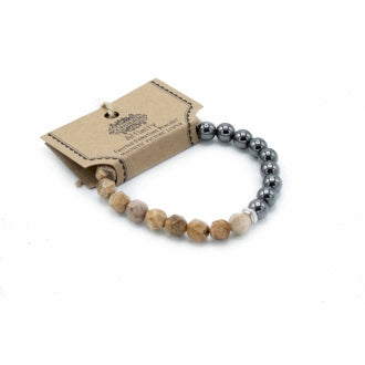 Faceted Gemstone Bracelet - Magnetic Picture Jasper - Per case: 1 Piece