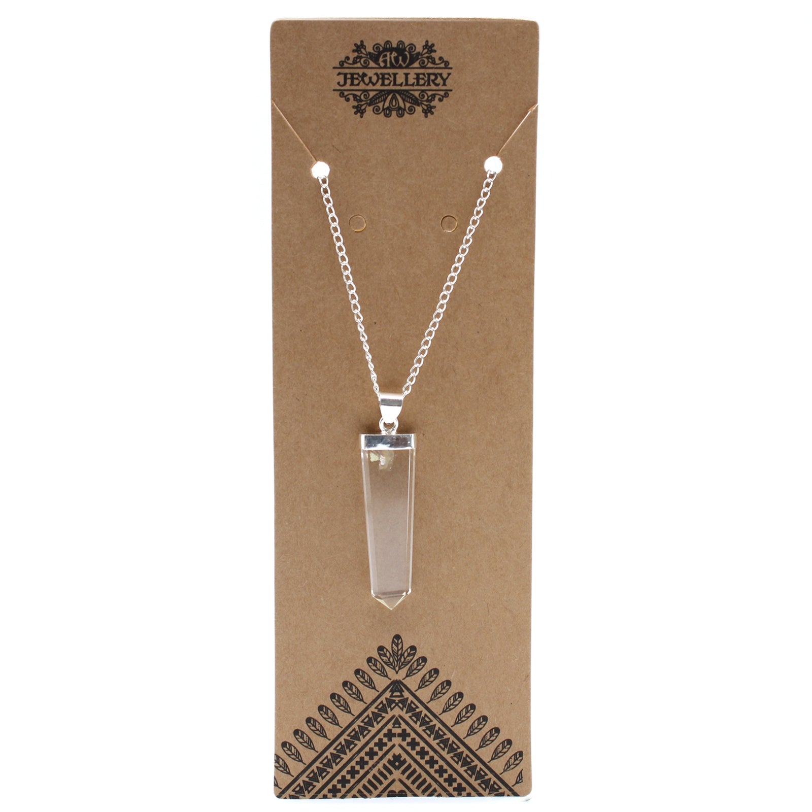 Gemstone Flat Pencil Pendant - Rock Quartz - Per case: 1 Piece