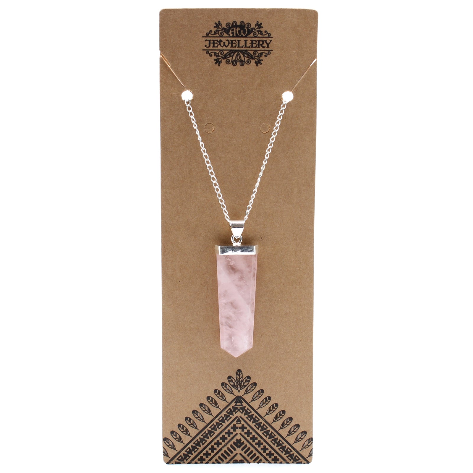Gemstone Flat Pencil Pendant - Rose Quartz - Per case: 1 Piece