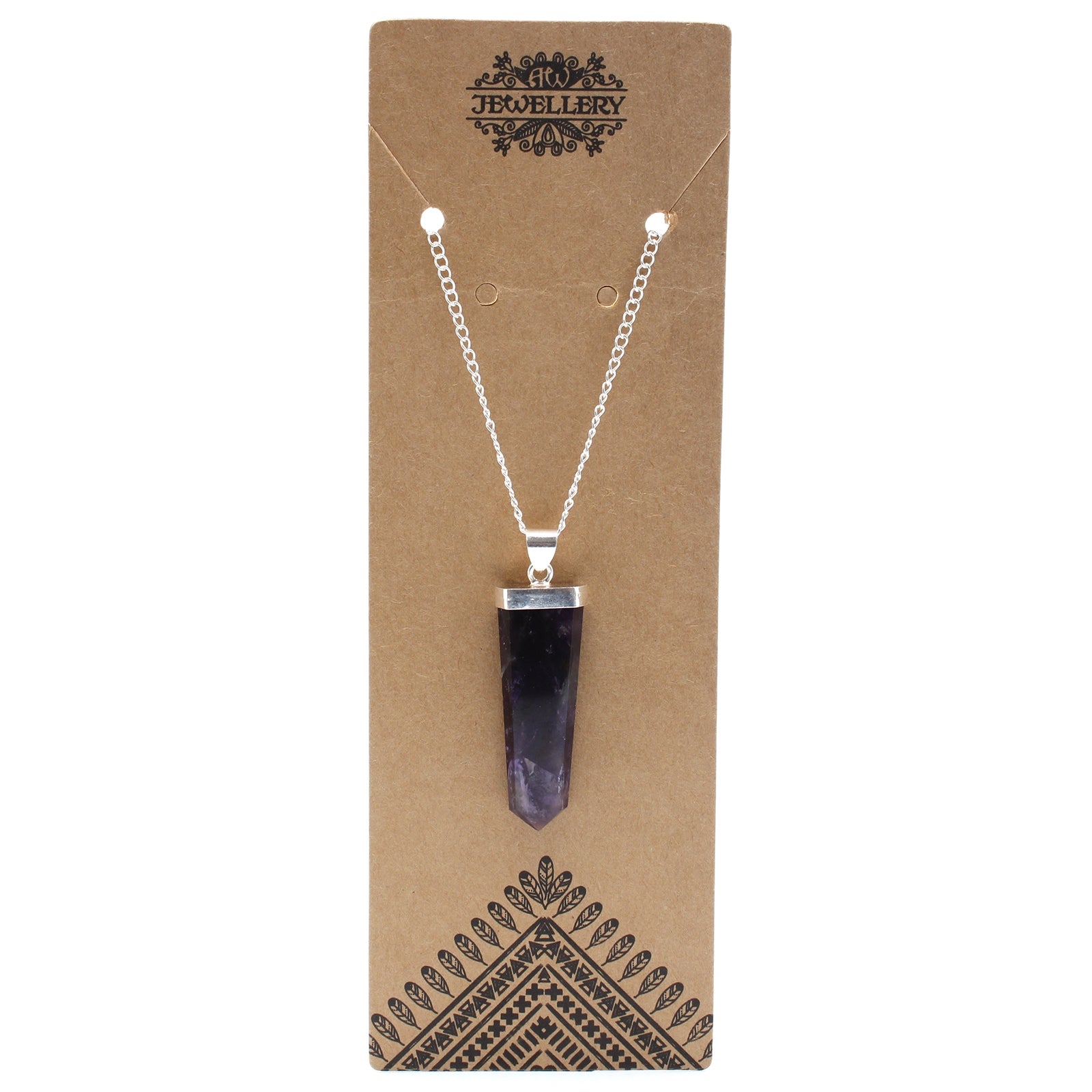 Gemstone Flat Pencil Pendant - Amethyst - Per case: 1 Piece