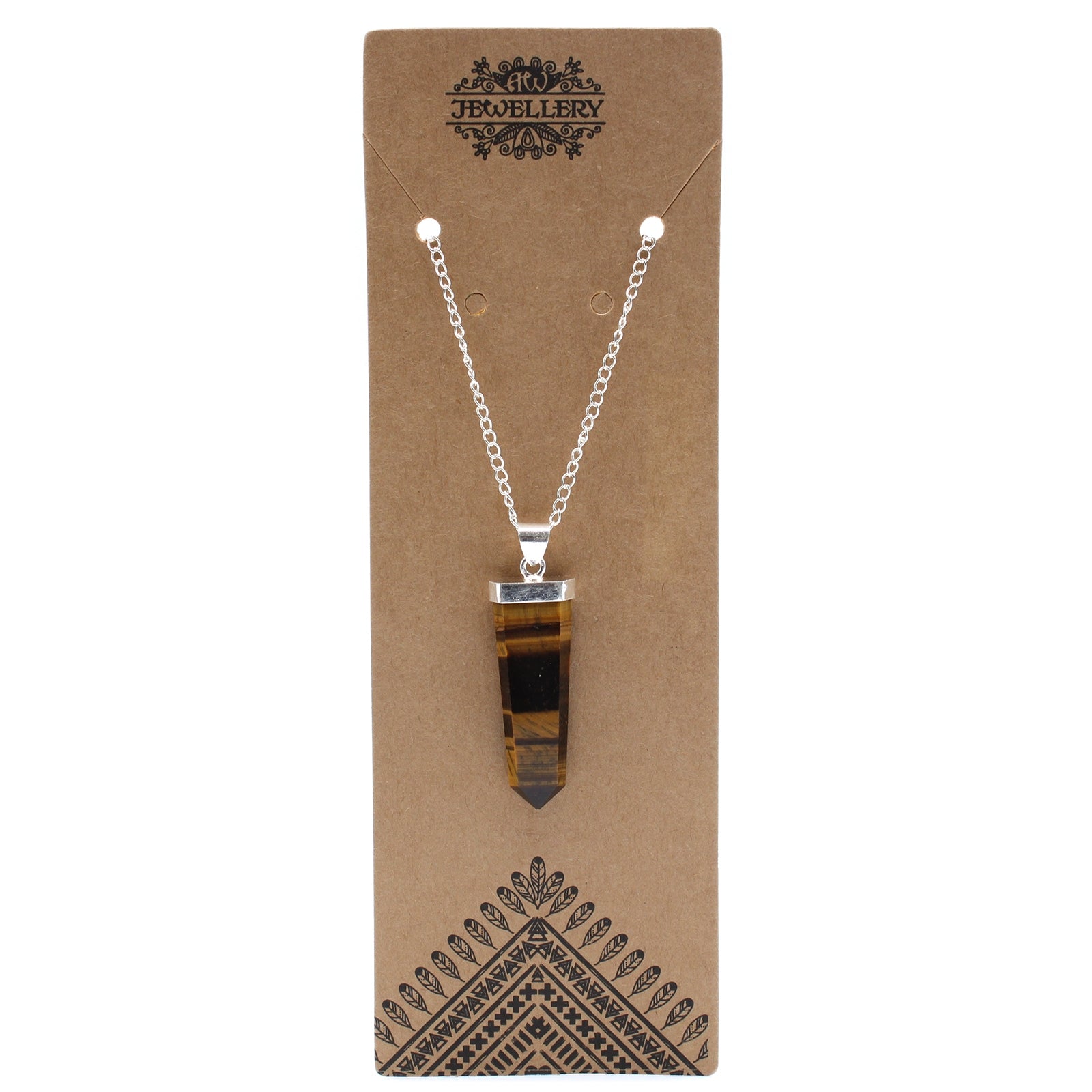 Gemstone Flat Pencil Pendant - Tiger Eye - Per case: 1 Piece