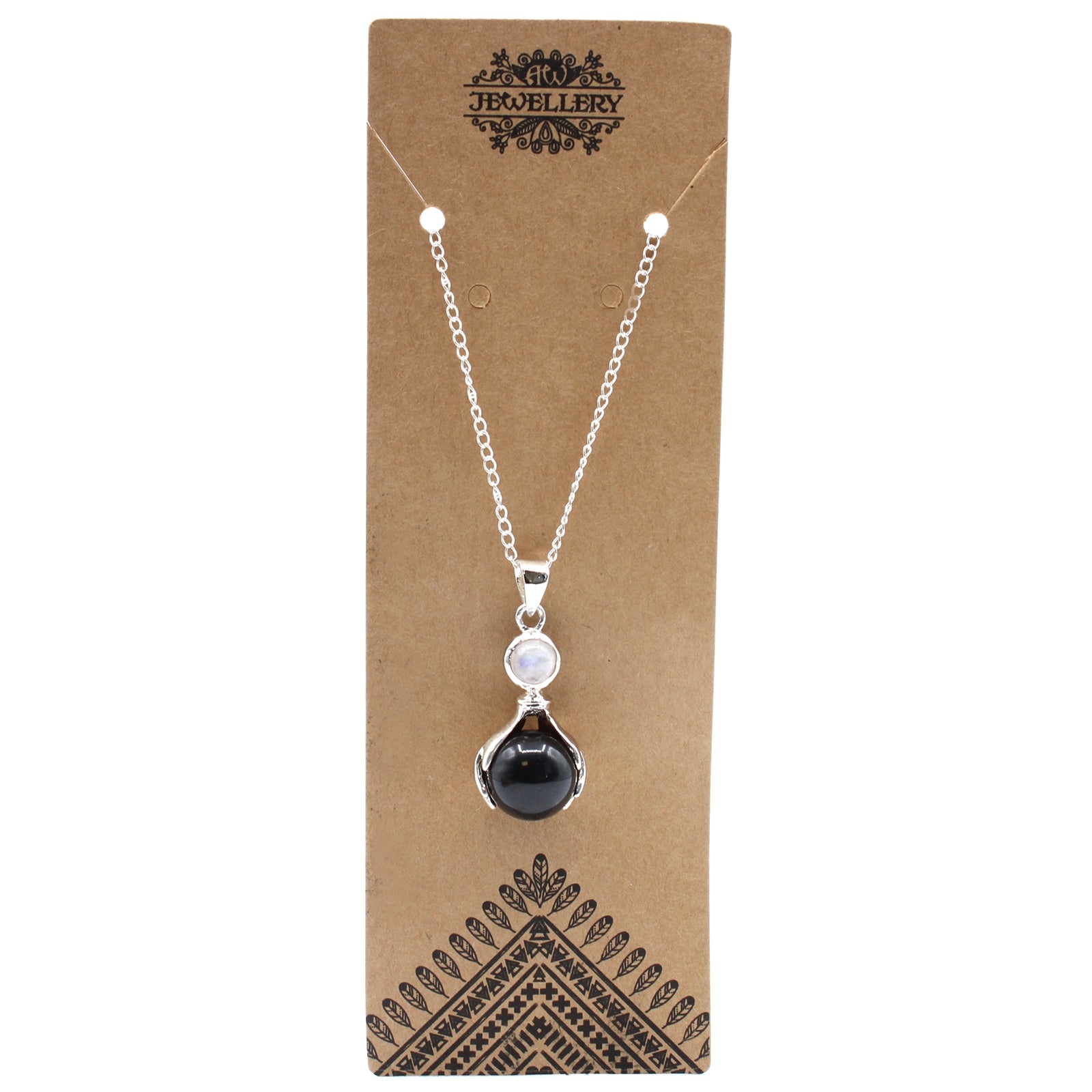 Gemstone Healing Hands Pendant - Black Agate - Per case: 1 Piece