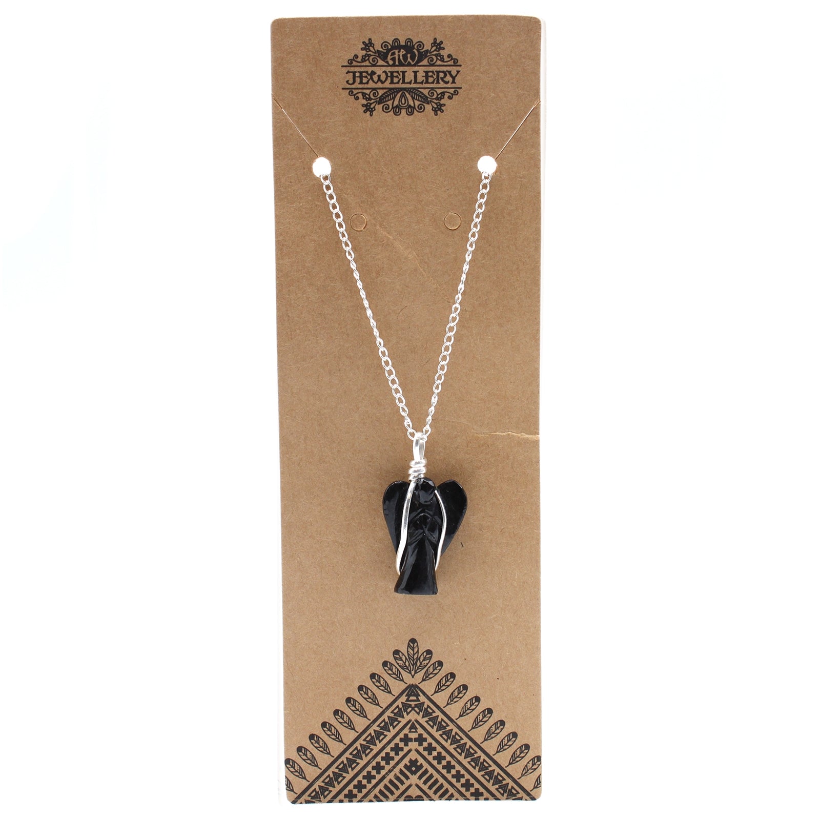 Gemstone Guardian Angel Pendant - Black Agate - Per case: 1 Piece
