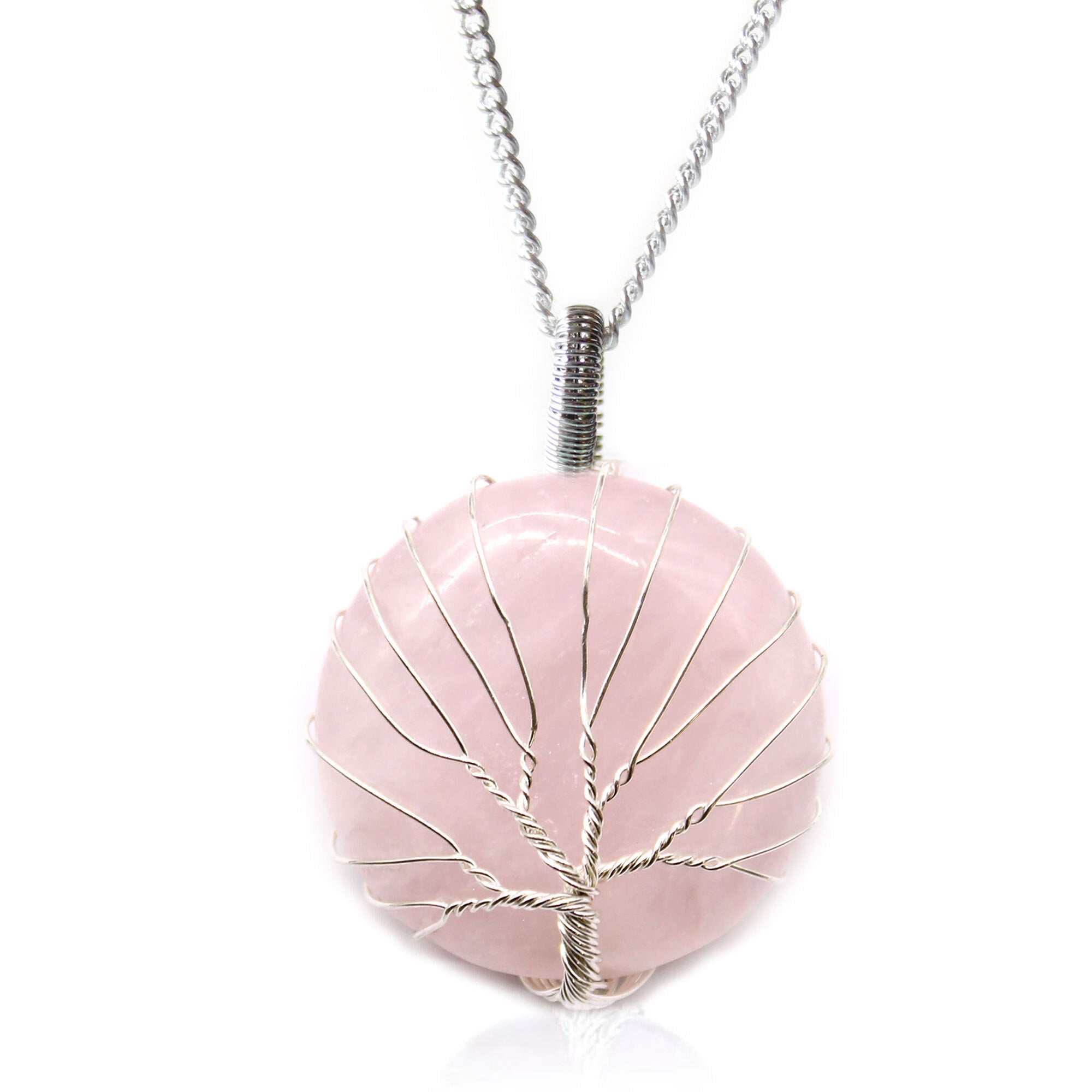 Tree of Life Gemstone Necklace - Rose Quartz - Per case: 1 Piece