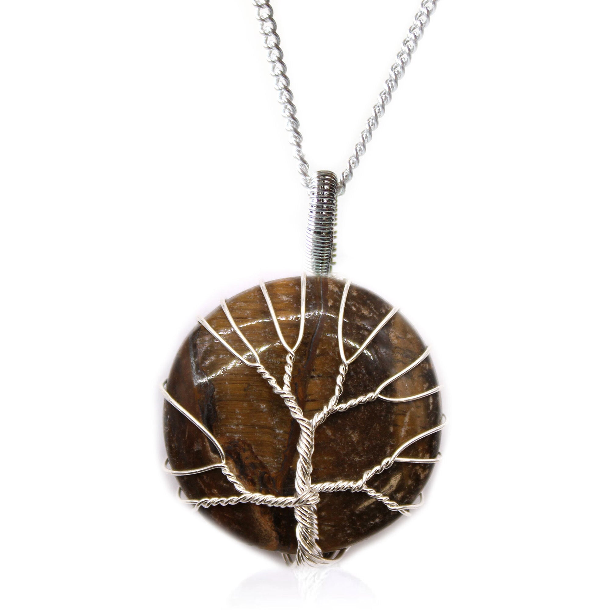 Tree of Life Gemstone Necklace - Tiger Eye - Per case: 1 Piece