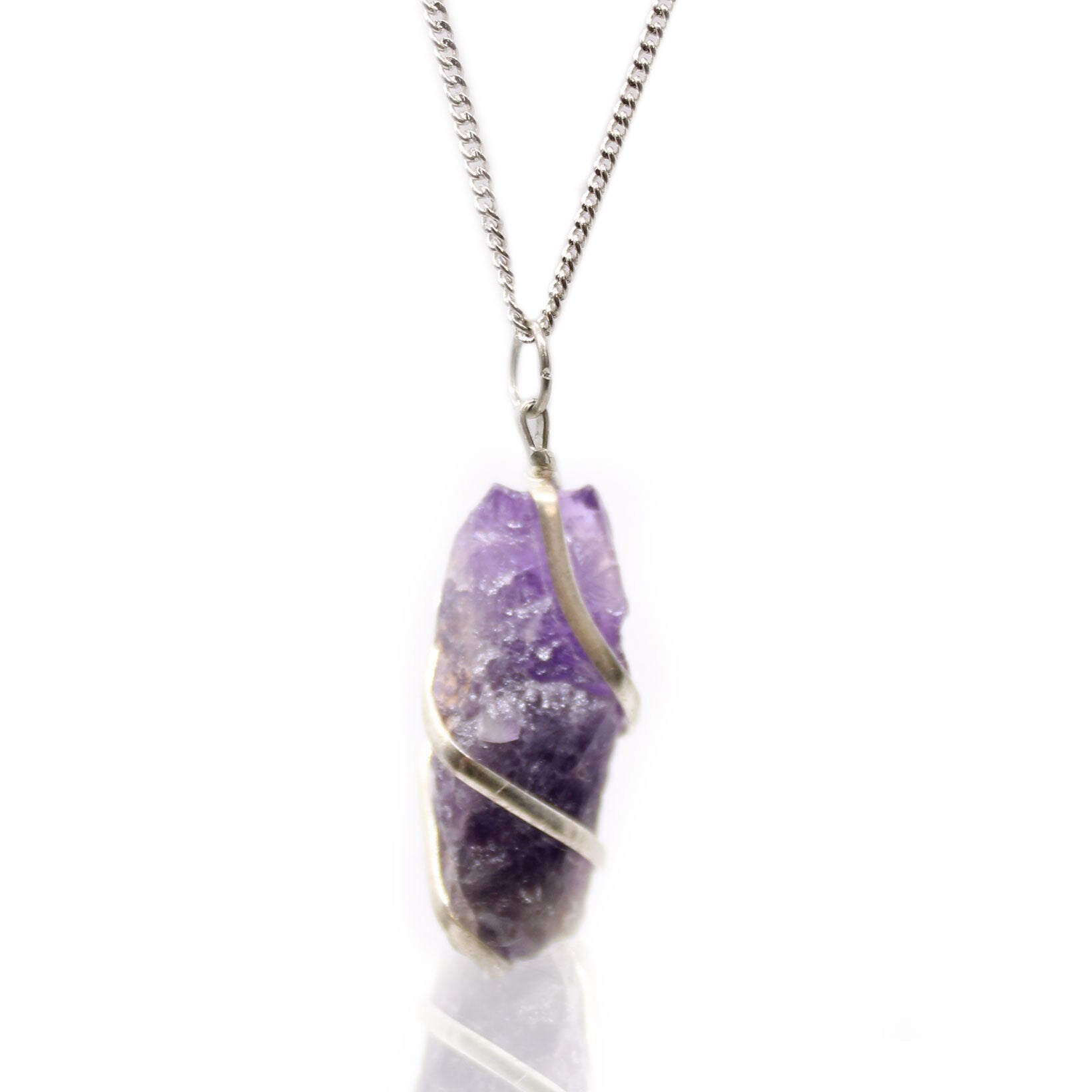 Cascade Wrapped Gemstone Necklace - Rough Amethyst - Per case: 1 Piece