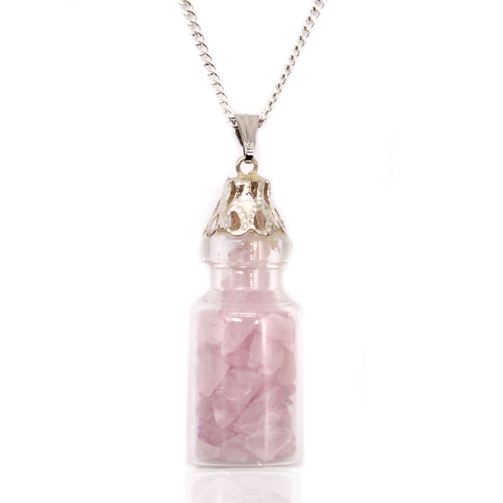 Bottled Gemstones Necklace - Rose Quartz - Per case: 1 Piece