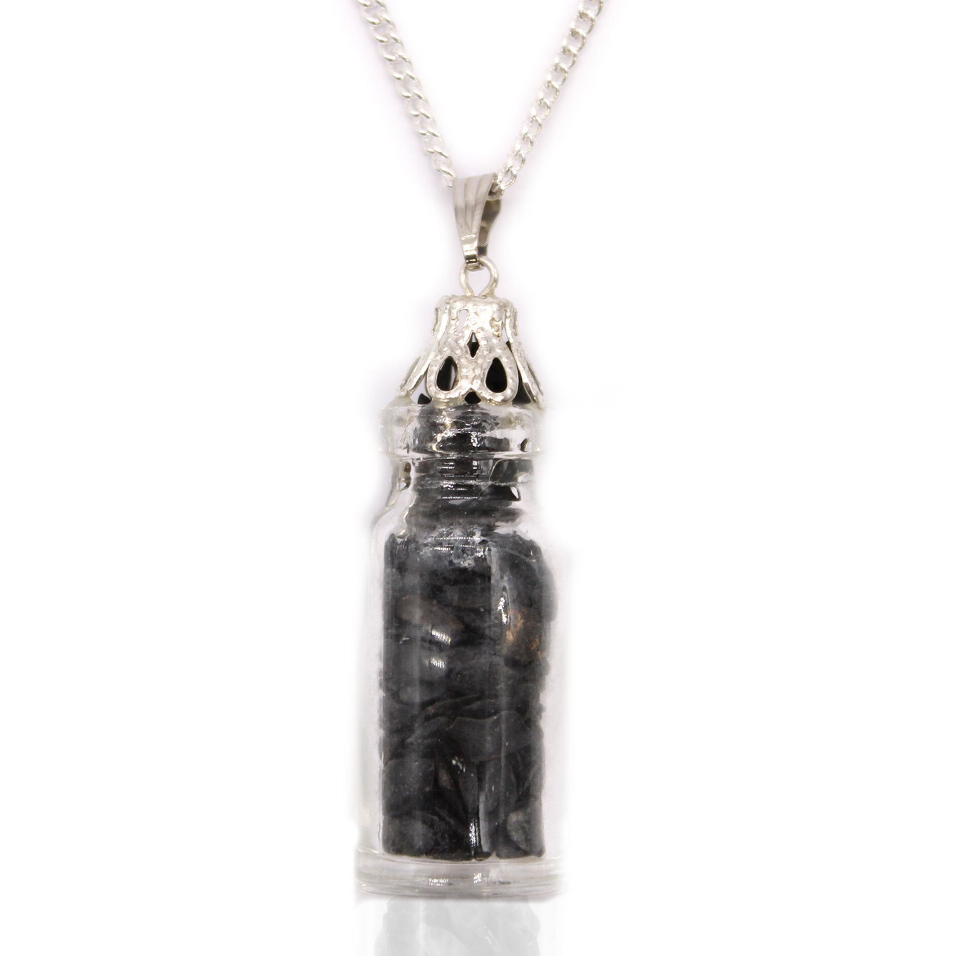 Bottled Gemstones Necklace - Black Onyx - Per case: 1 Piece