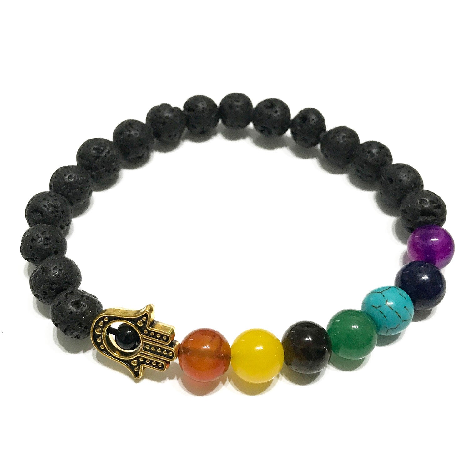 Lava Stone Bracelet - Hamsa Chakra - Per case: 1 Piece