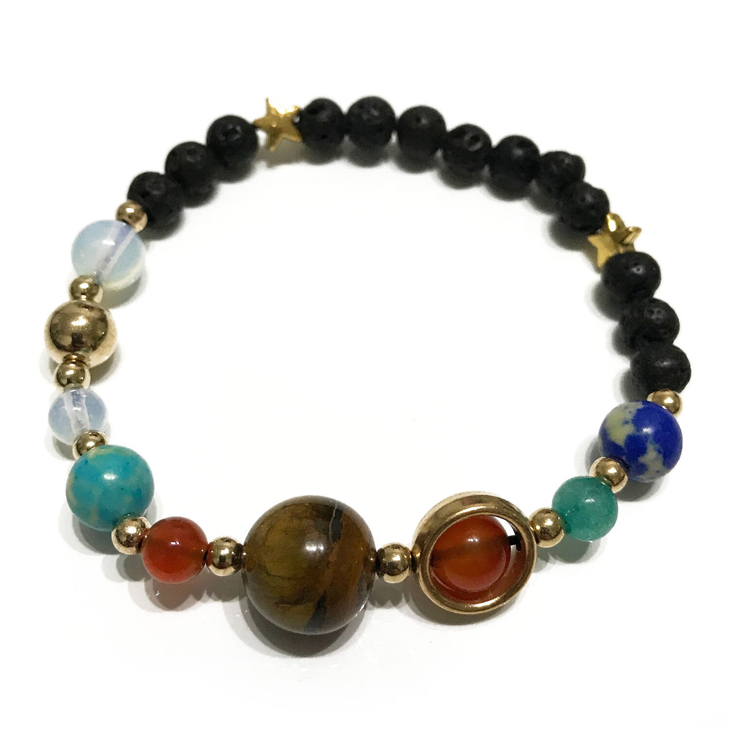 Lava Stone Bracelet - Gold Solar System - Per case: 1 Piece