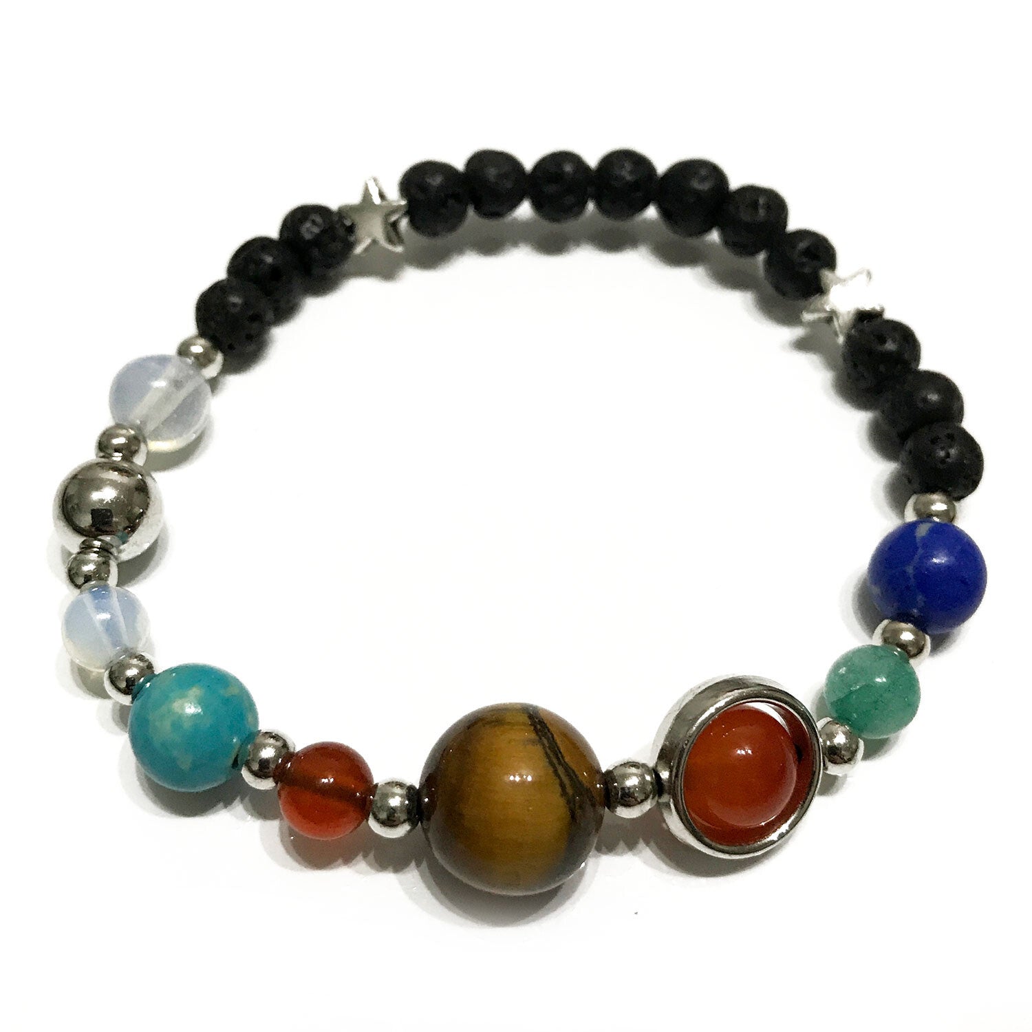 Lava Stone Bracelet - Silver Solar System - Per case: 1 Piece