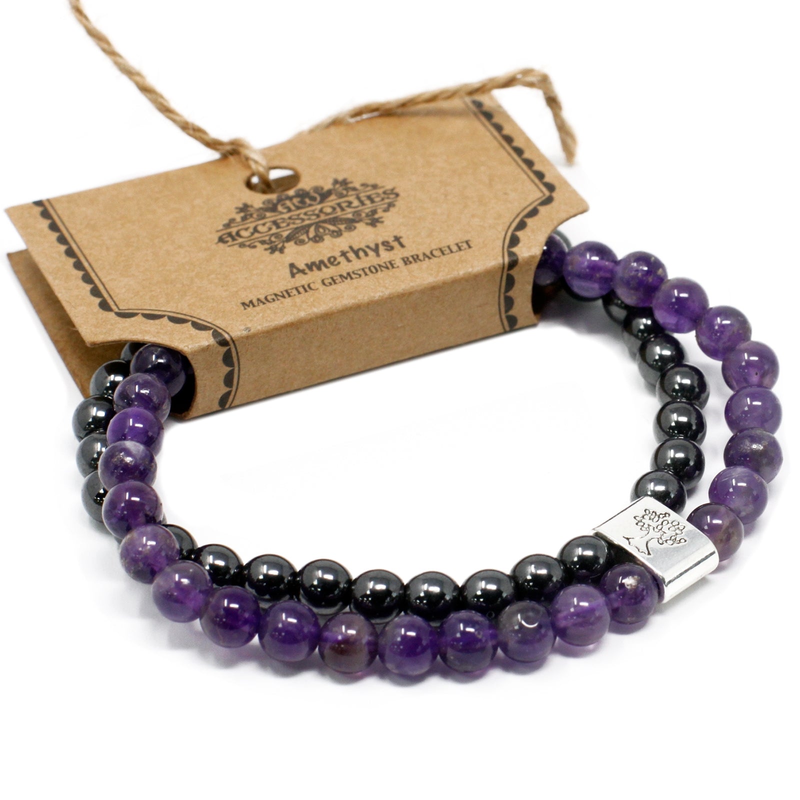 Magnetic Gemstone Bracelet - Amethyst - Per case: 1 Piece