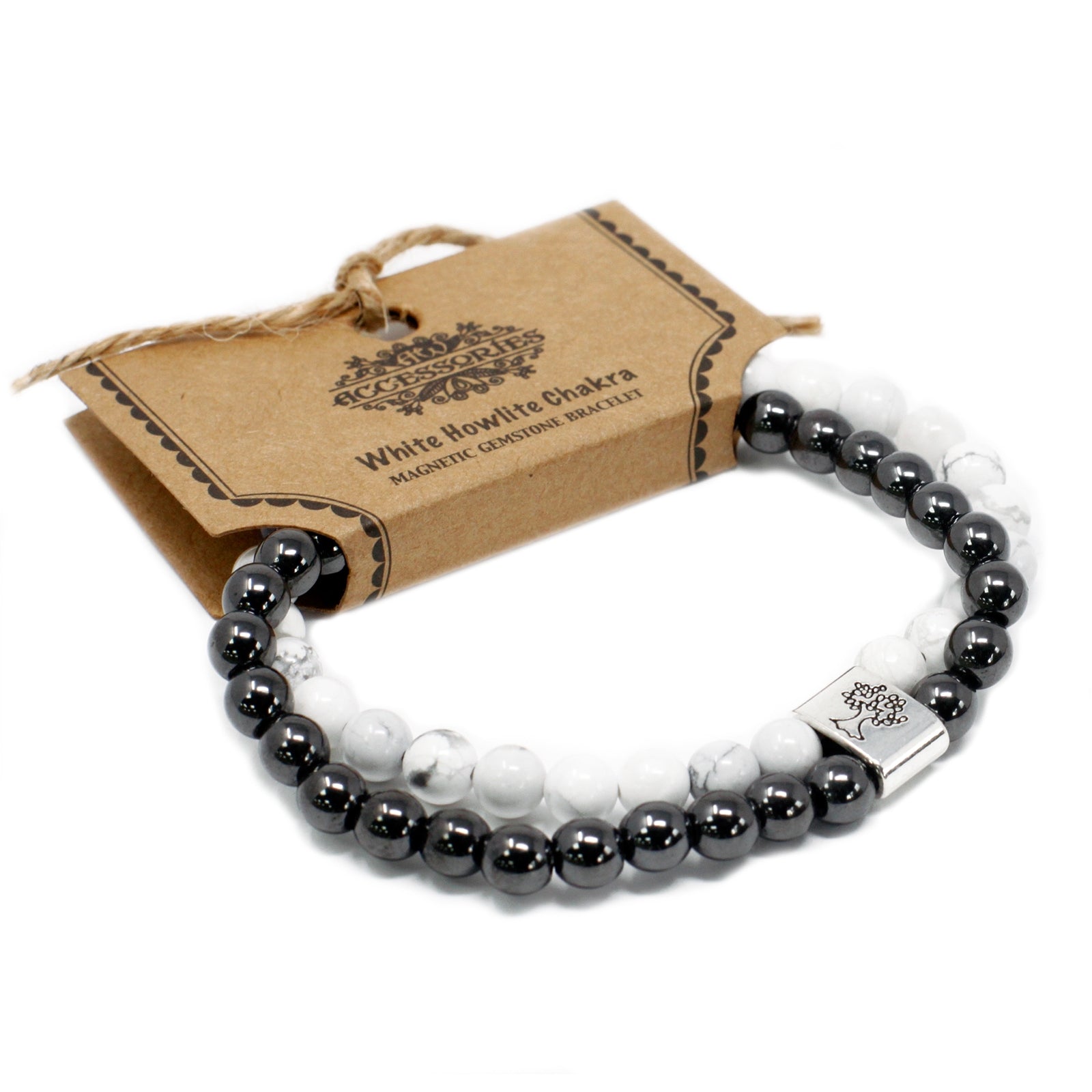 Magnetic Gemstone Bracelet - White Howlite Chakra - Per case: 1 Piece