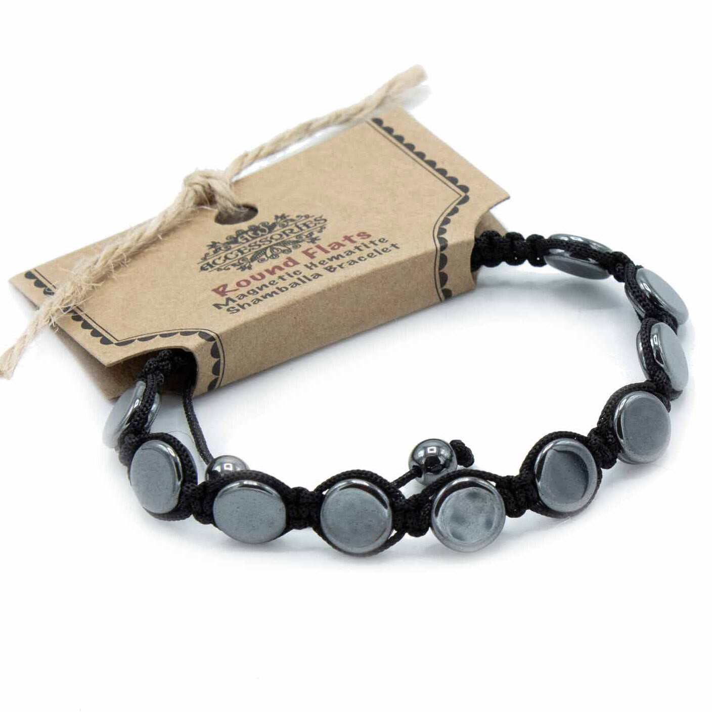 Magnetic Hematite Shamballa Bracelet - Round Flats - Per case: 1 Piece