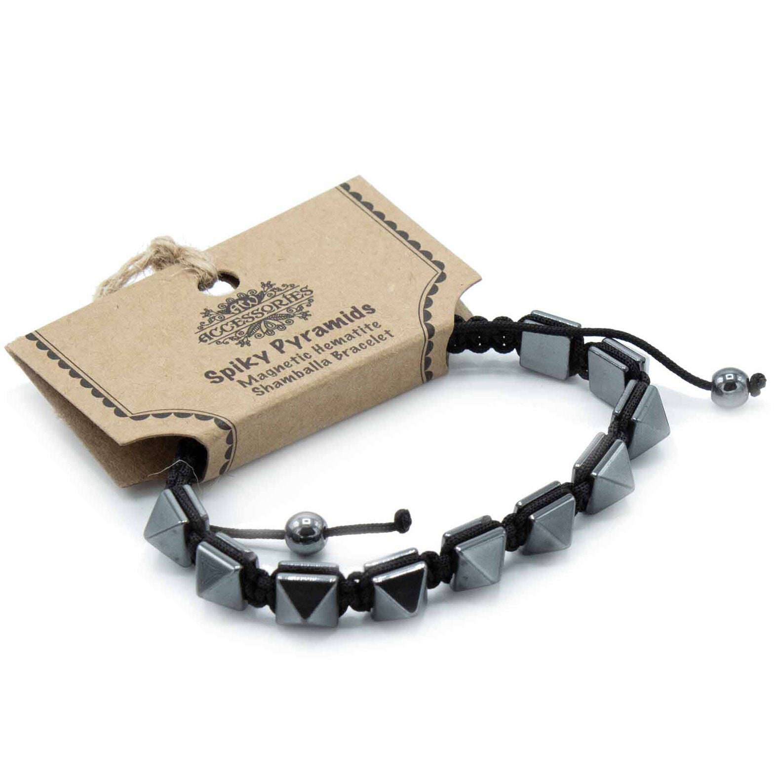 Magnetic Hematite Shamballa Bracelet - Spiky Pyramids - Per case: 1 Piece