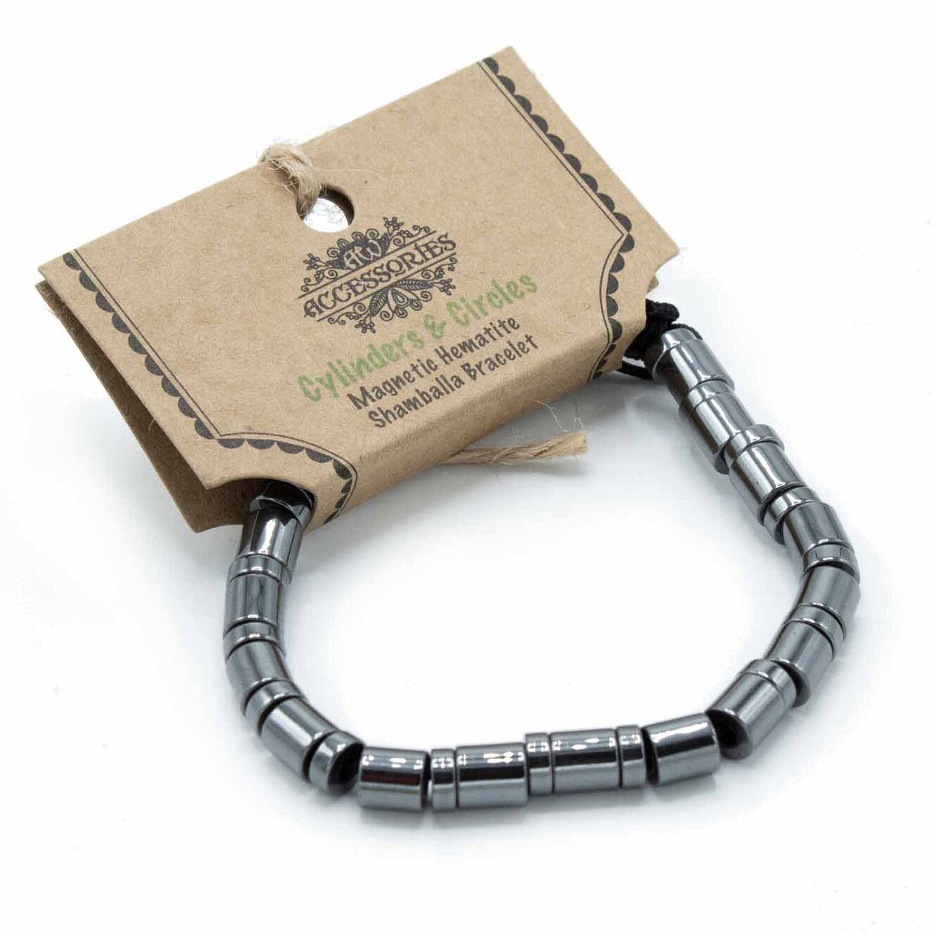 Magnetic Hematite Shamballa Bracelet - Cylinders & Circles - Per case: 1 Piece
