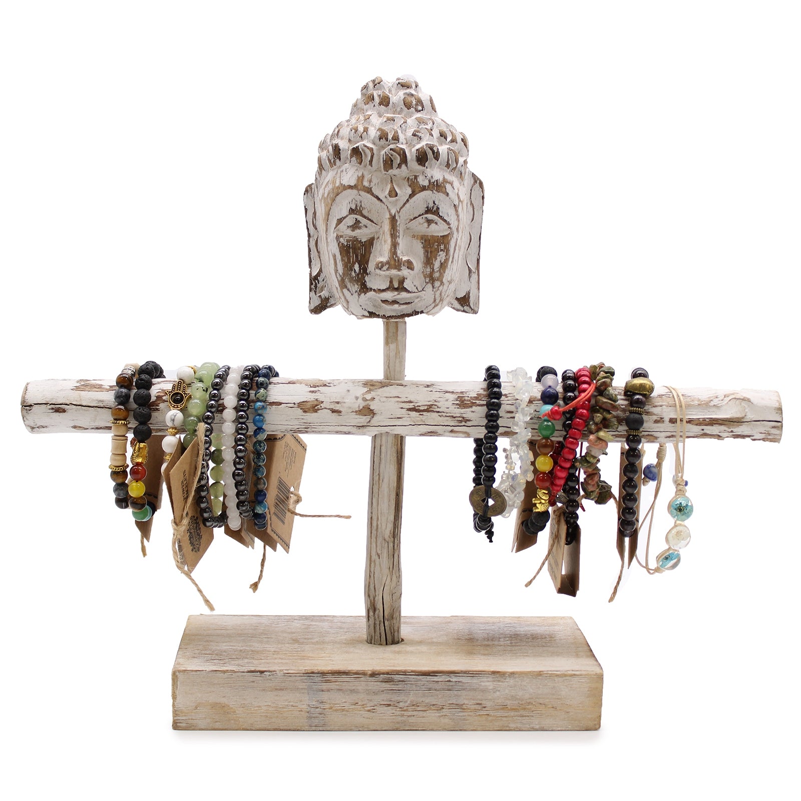 Single Branch & Buddha Stand - Whitewash - Per case: 1 Piece