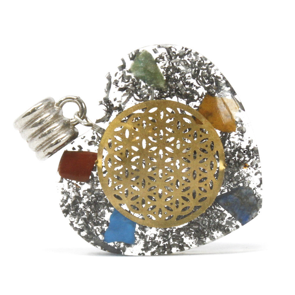 Orgonite Power Pendant - 7 Stone Chakra Heart - Per case: 1 Piece