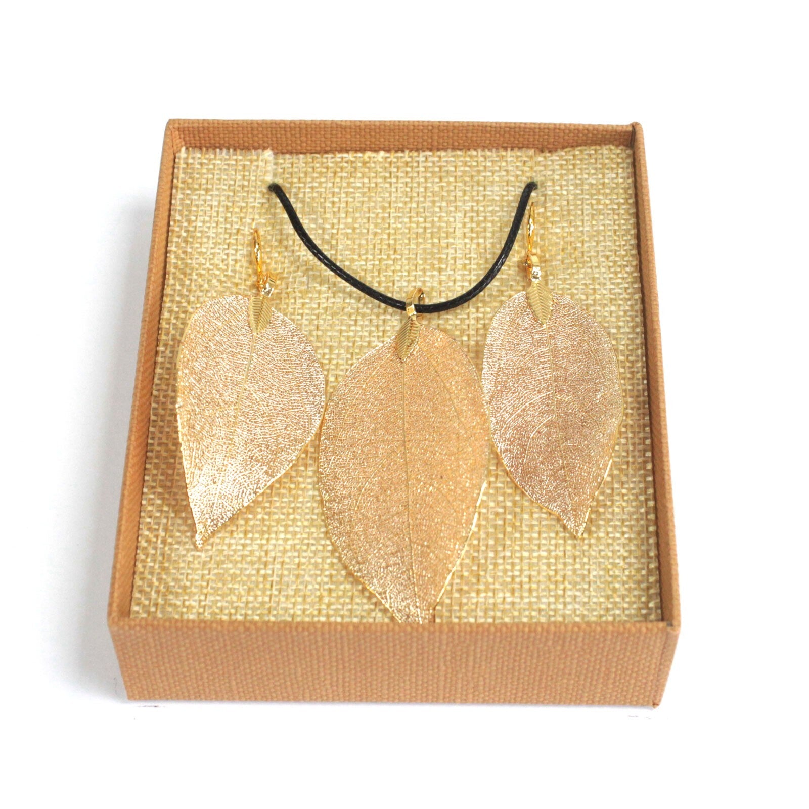 Necklace & Earring Set - Bravery Leaf - Gold - Per case: 1 Piece