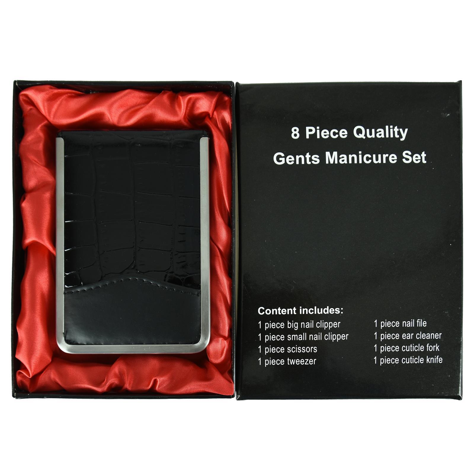 8pc Gents Manicure Set in Leather Wallet | DGI-1683 | GM-40 | AS-15382