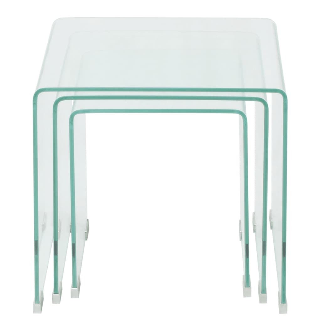 2-3 Piece Nesting Table Set Tempered Glass Clear