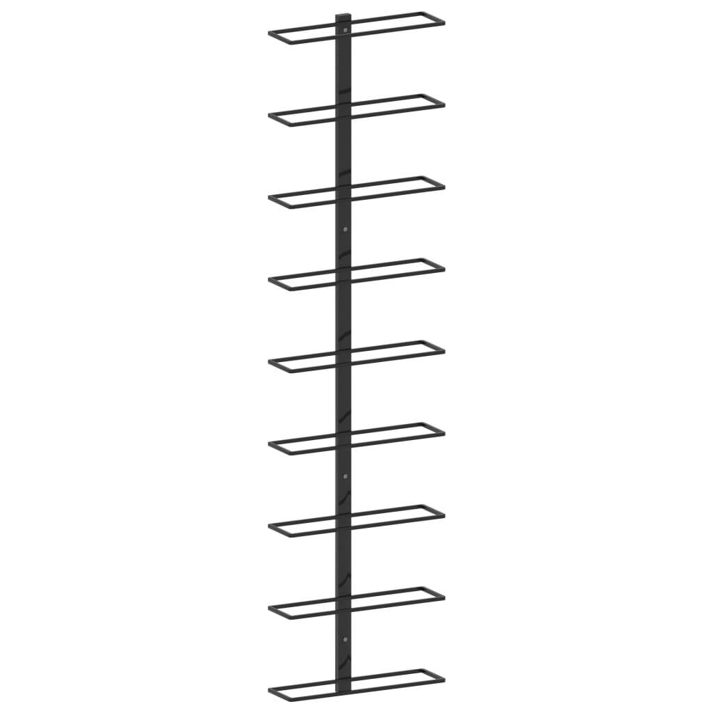 Wall-mounted Wine Rack for 9-10 Bottles Black Iron or Metal