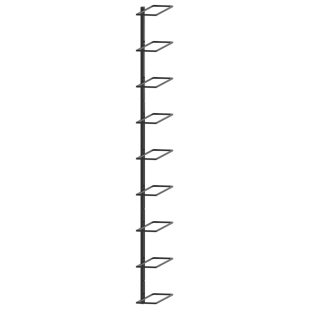 Wall-mounted Wine Rack for 9-10 Bottles Black Iron or Metal