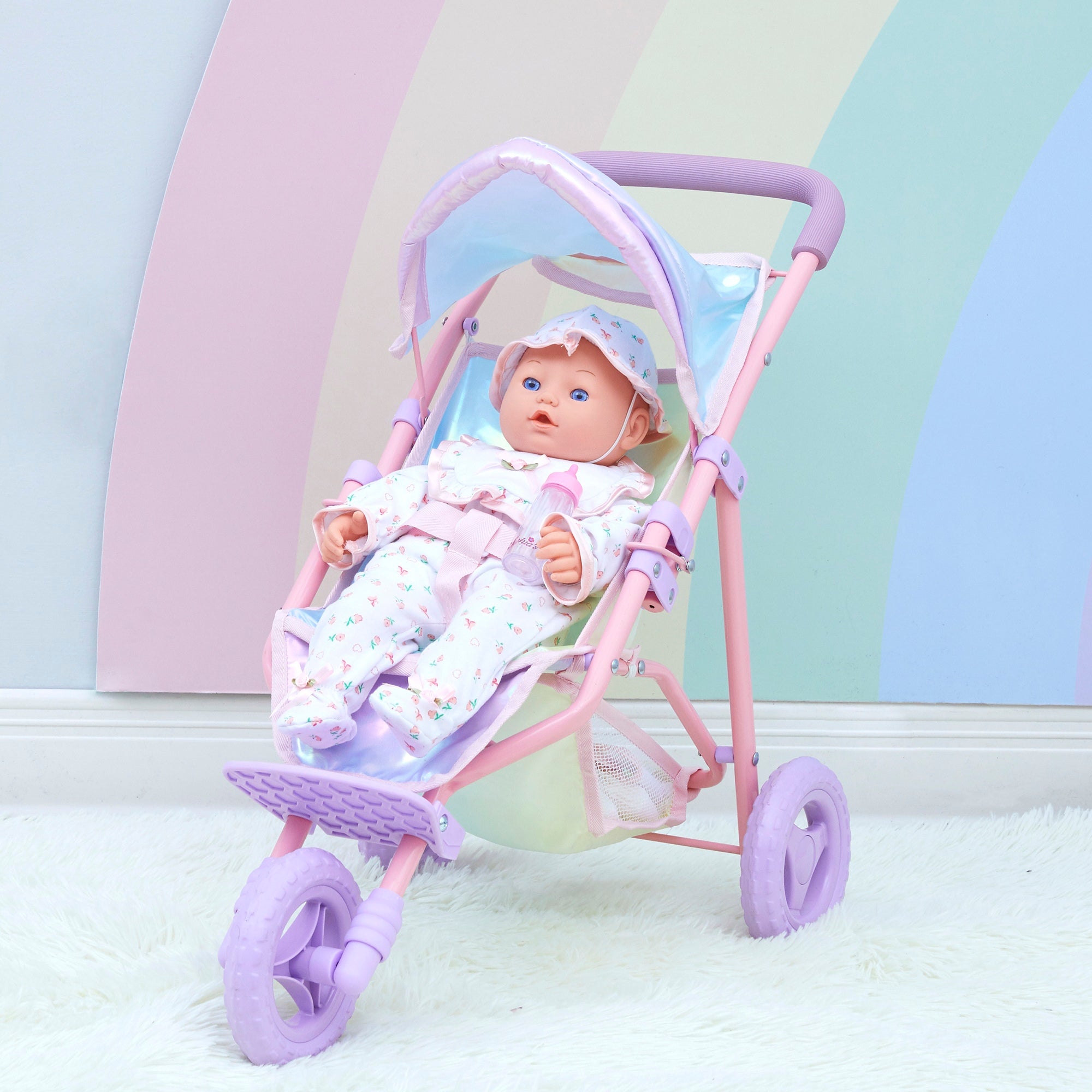 Olivia's Little World Dreamland Baby Doll Pram Pushchair Stroller with Storage
