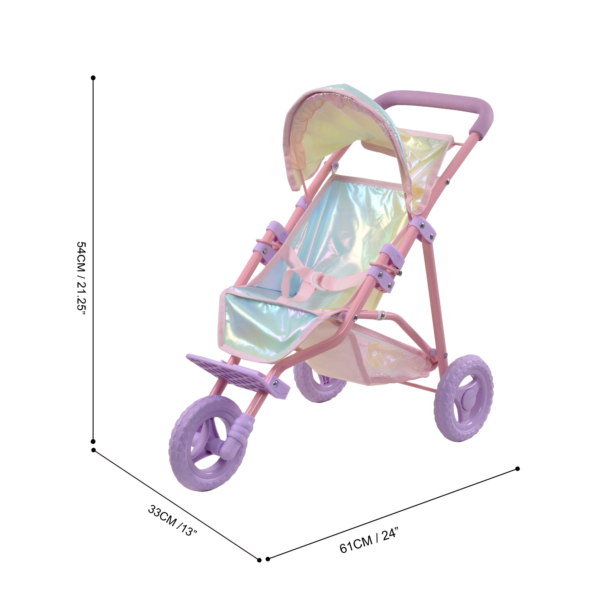 Olivia's Little World Dreamland Baby Doll Pram Pushchair Stroller with Storage