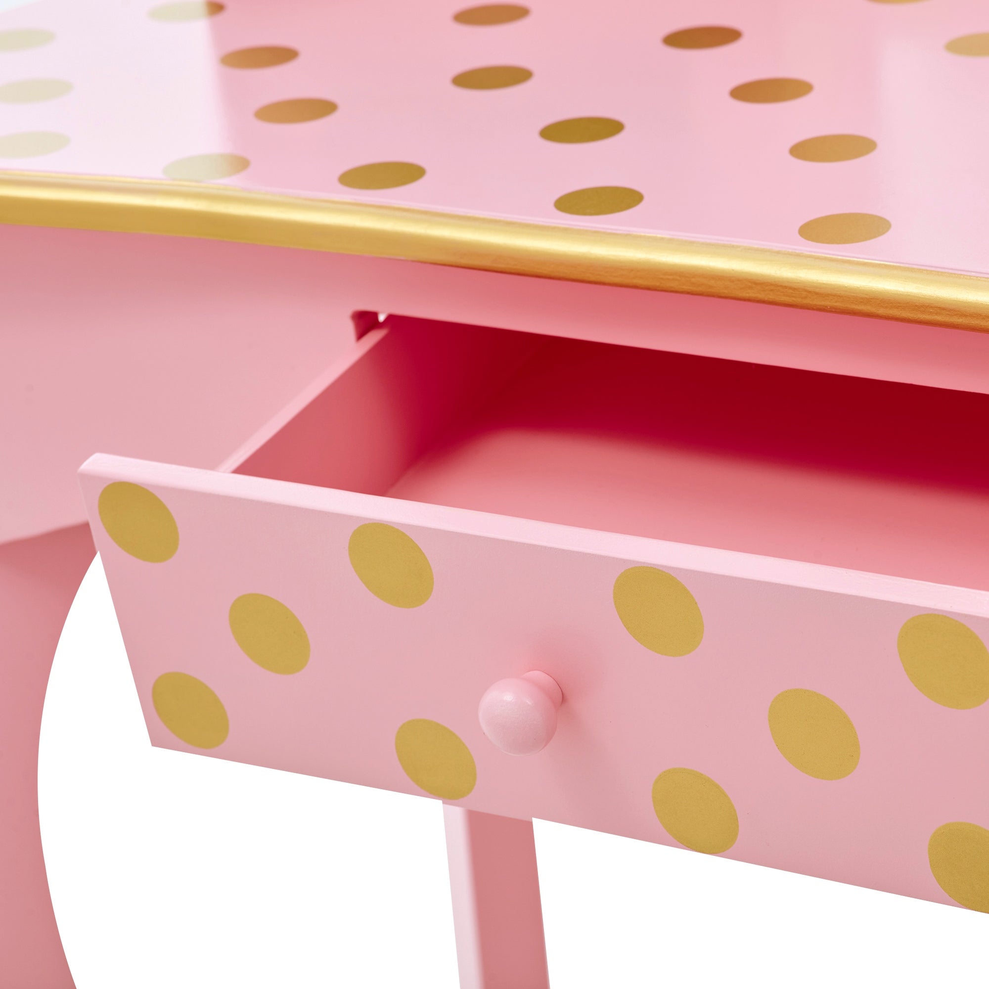 Fantasy Fields Dressing Tables Vanity Table w/ Mirror Stool Polka Dot TD-11670L