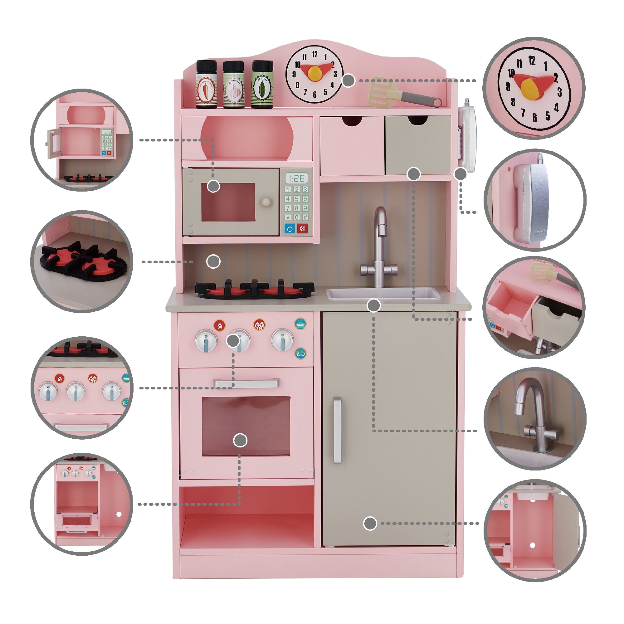 Little Chef Florence Classic Play Kitchen Pink / Grey TD-11708P