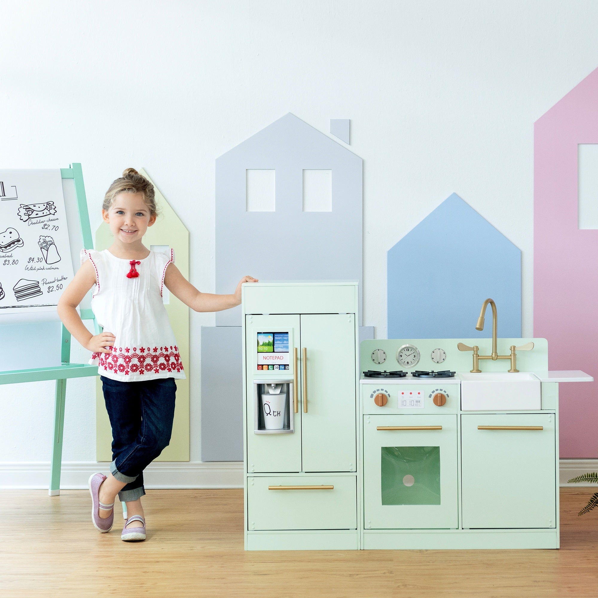 Childrens Little Chef Chelsea Wooden Play Kitchen Mint TD-12302M