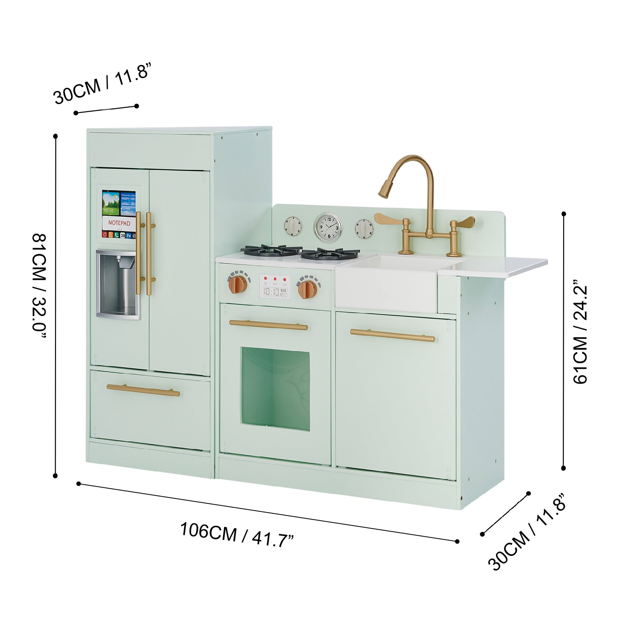 Childrens Little Chef Chelsea Wooden Play Kitchen Mint TD-12302M