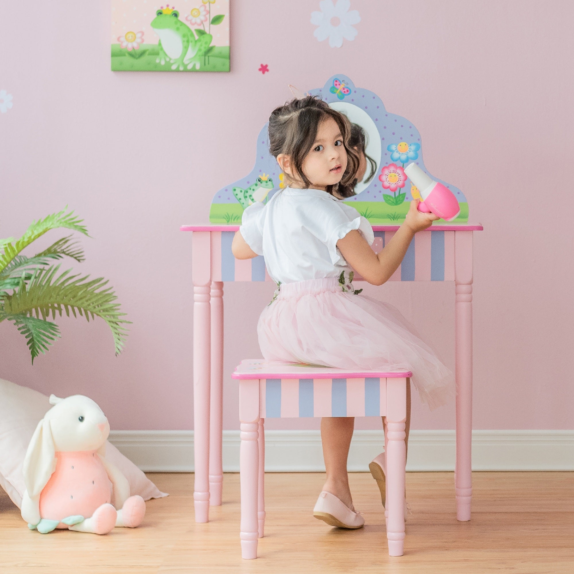 Fantasy Fields Childrens Play Wooden Vanity Table, Stool Set & Mirror TD-13245A