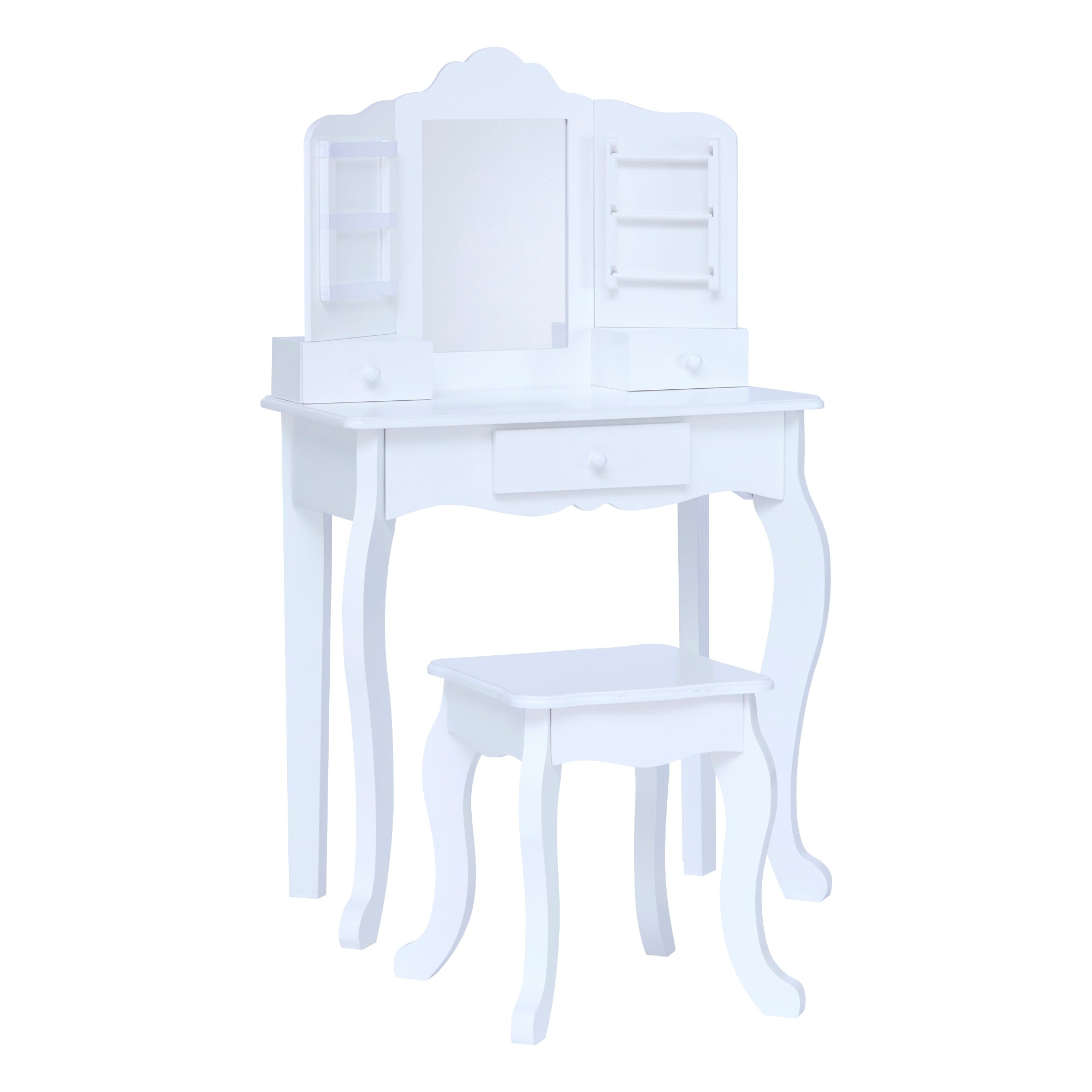 Fantasy Fields Kids Dressing Table Vanity Set, Mirror & Stool White TD-13366D