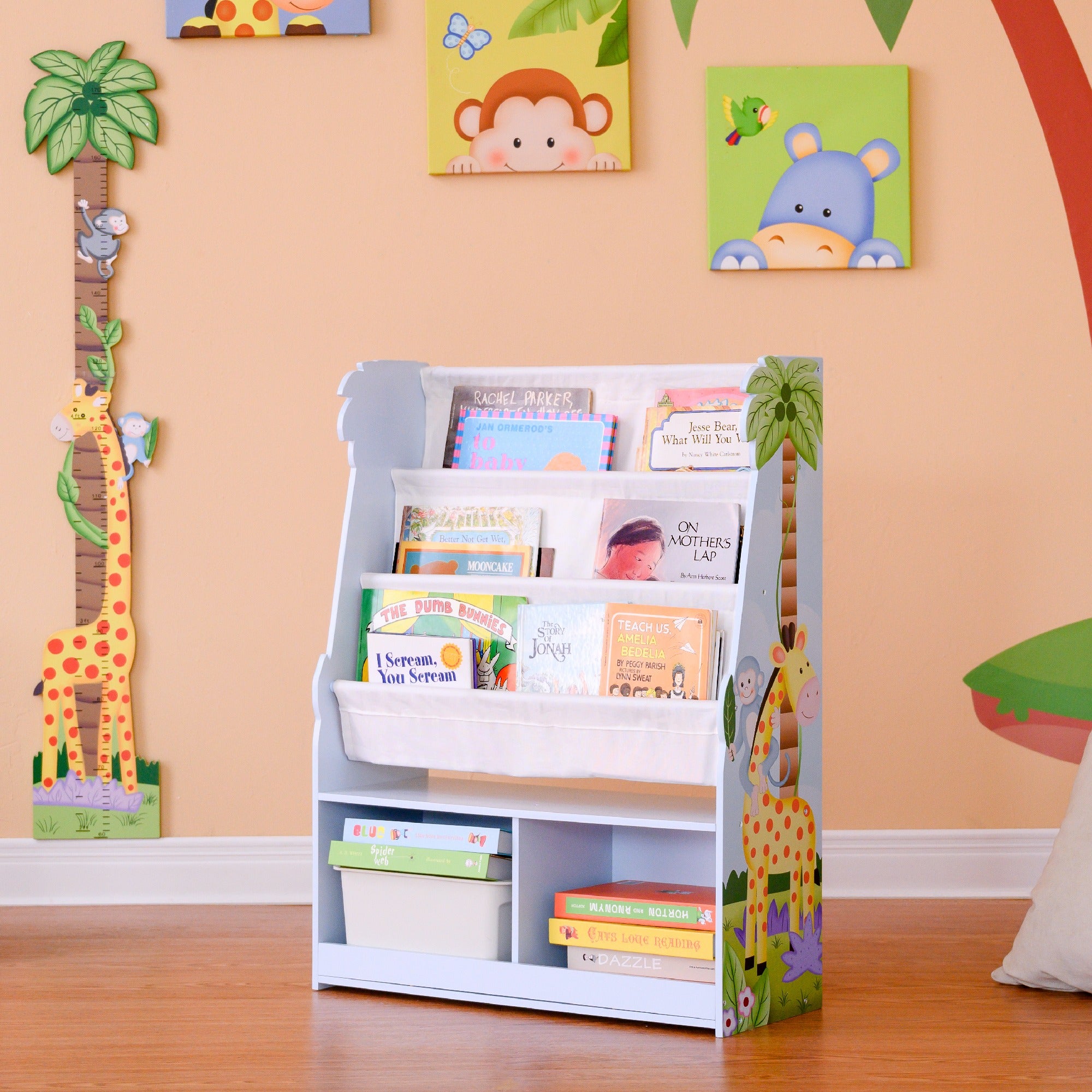 Fantasy Fields Sunny Safari Kids Wooden Bookcase with Storage Multi TD-13410SS