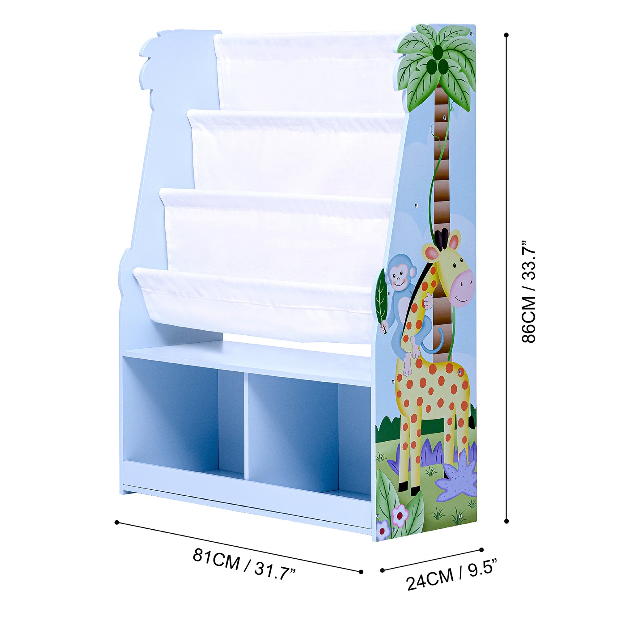 Fantasy Fields Sunny Safari Kids Wooden Bookcase with Storage Multi TD-13410SS