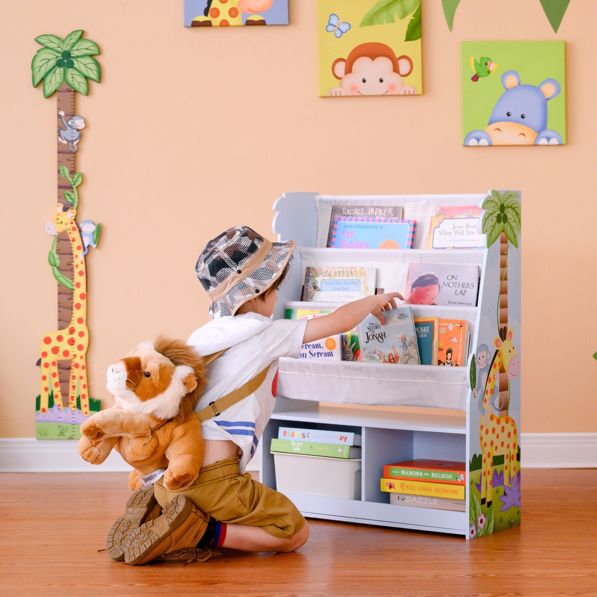 Fantasy Fields Sunny Safari Kids Wooden Bookcase with Storage Multi TD-13410SS