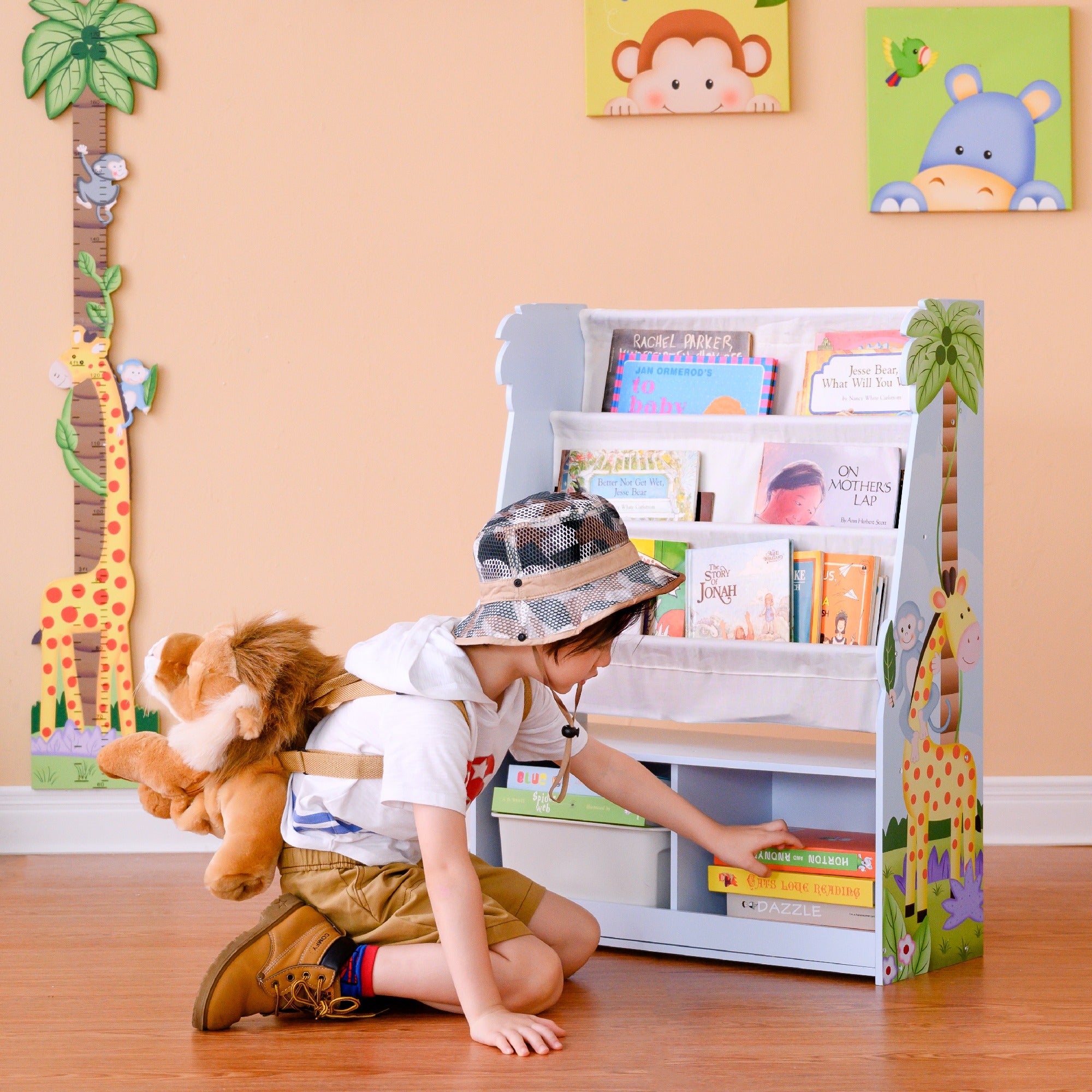Fantasy Fields Sunny Safari Kids Wooden Bookcase with Storage Multi TD-13410SS