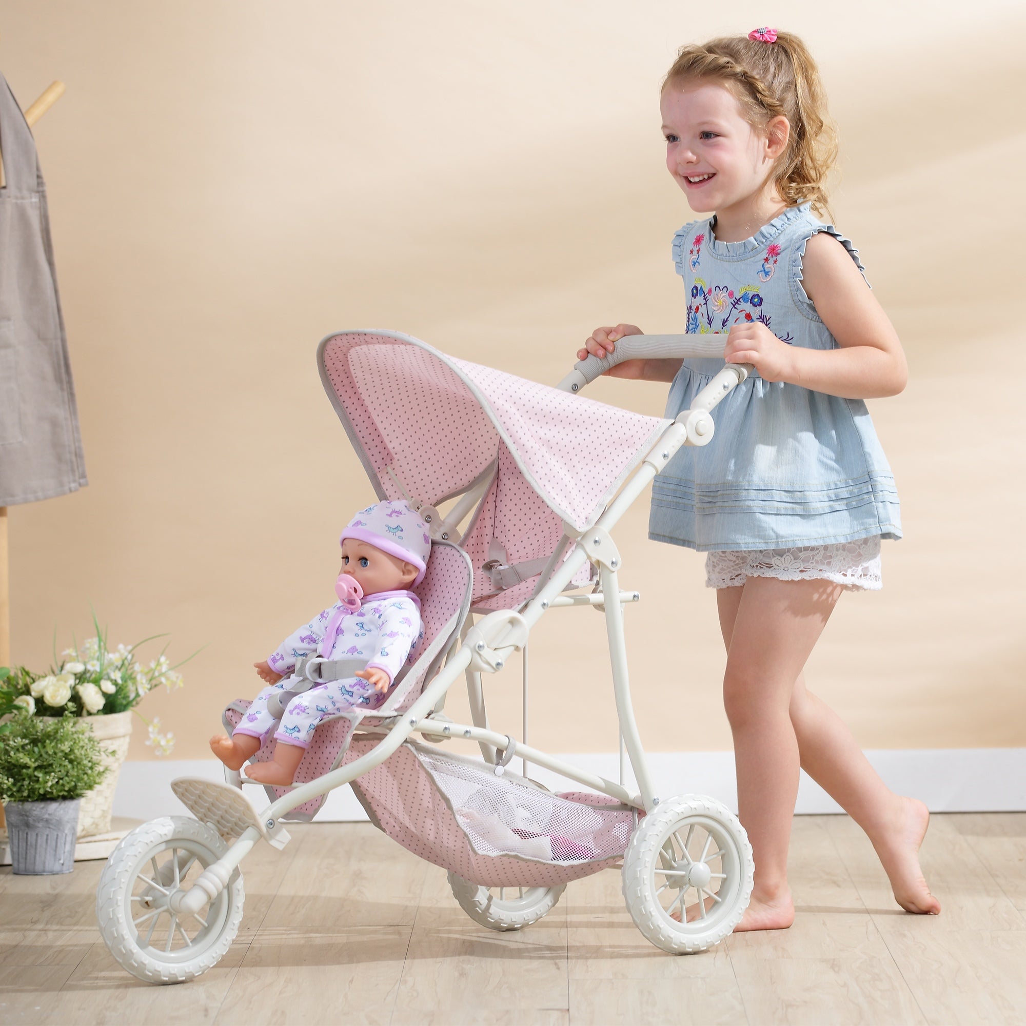 Olivia's Little World Dolls Twin Pram Stroller Pushchair For Baby Dolls OL-00004