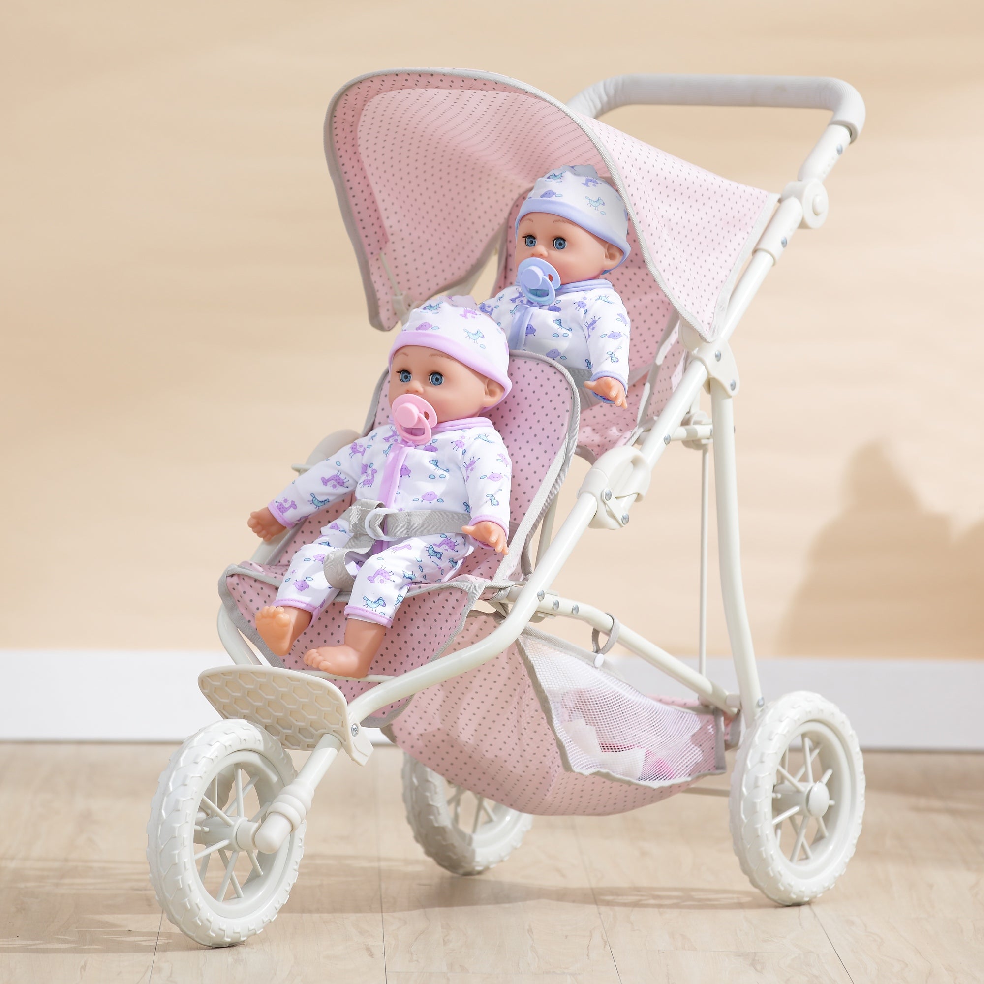 Olivia's Little World Dolls Twin Pram Stroller Pushchair For Baby Dolls OL-00004