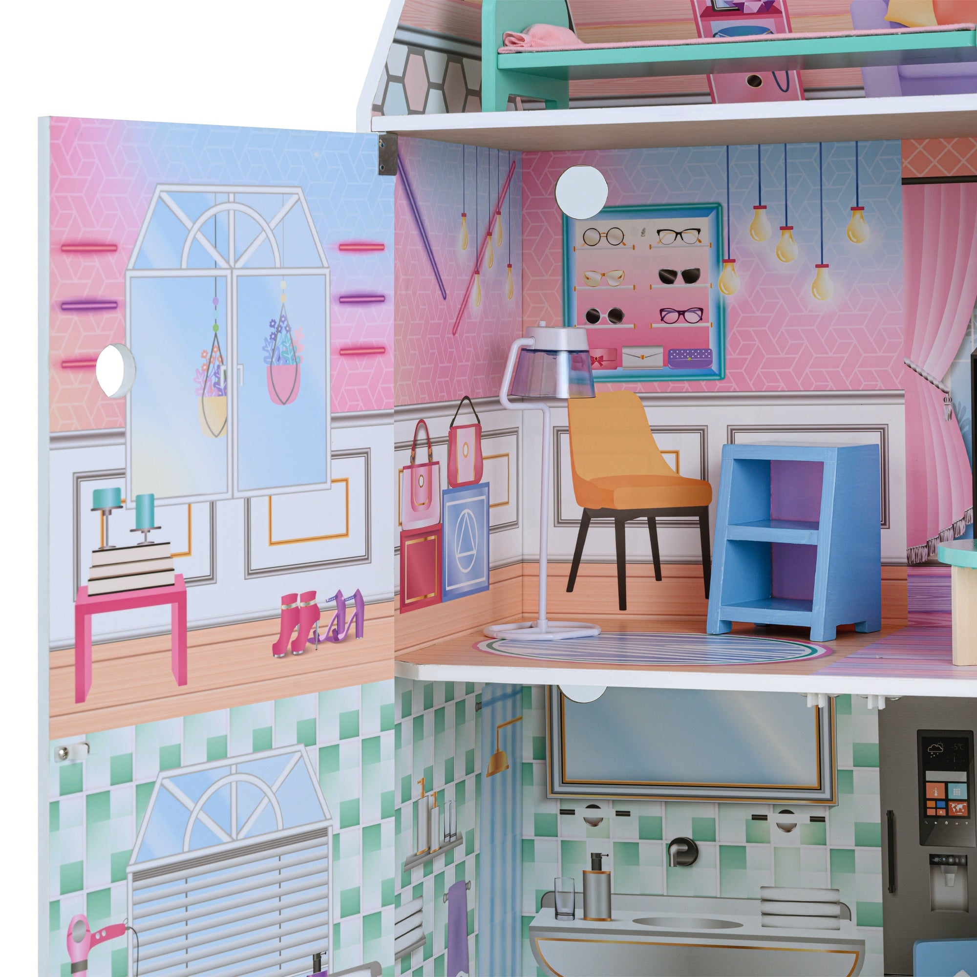 Olivia's Little World Kids 12" Doll House & 10 Accessories 3.5" Dolls TD-12518D