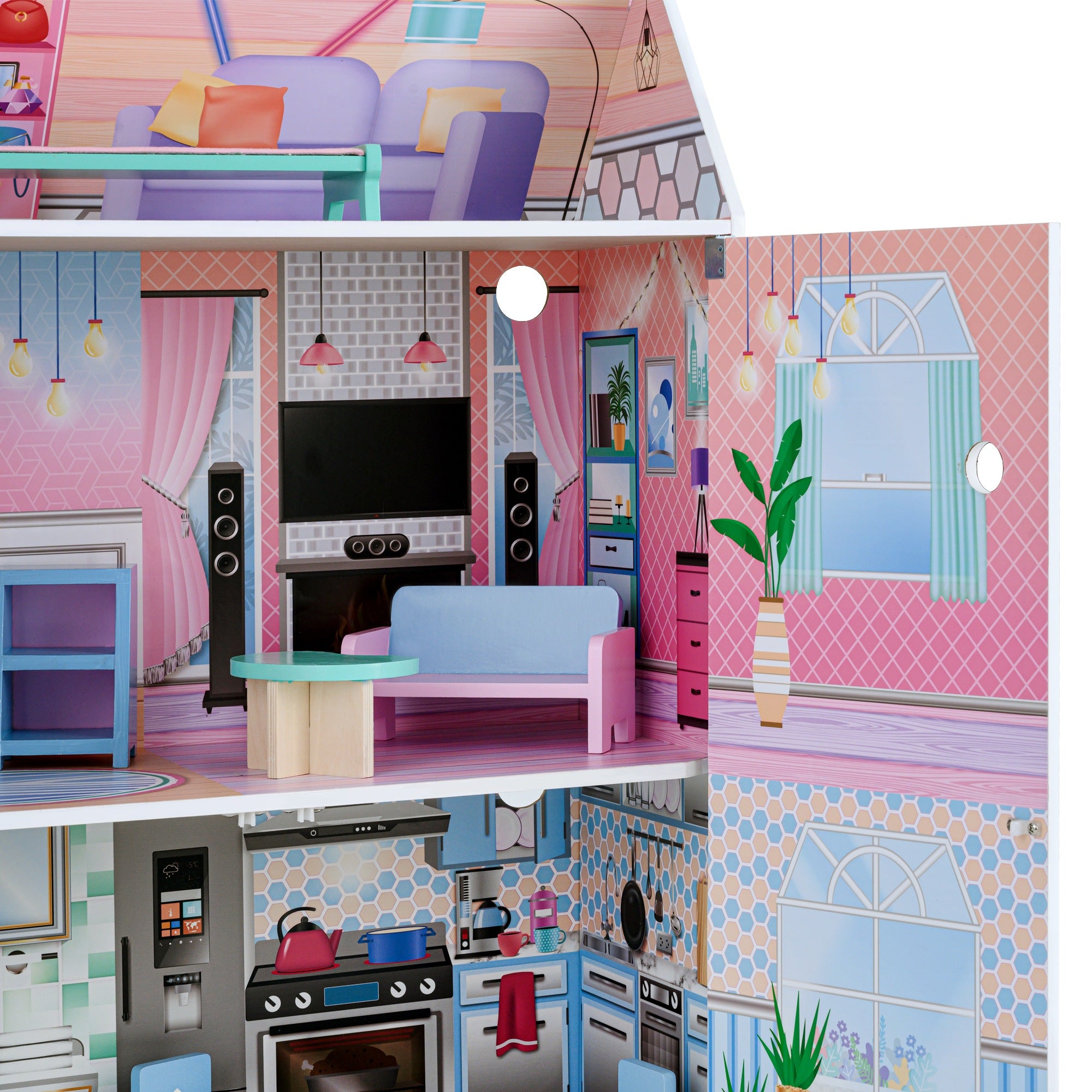 Olivia's Little World Kids 12" Doll House & 10 Accessories 3.5" Dolls TD-12518D