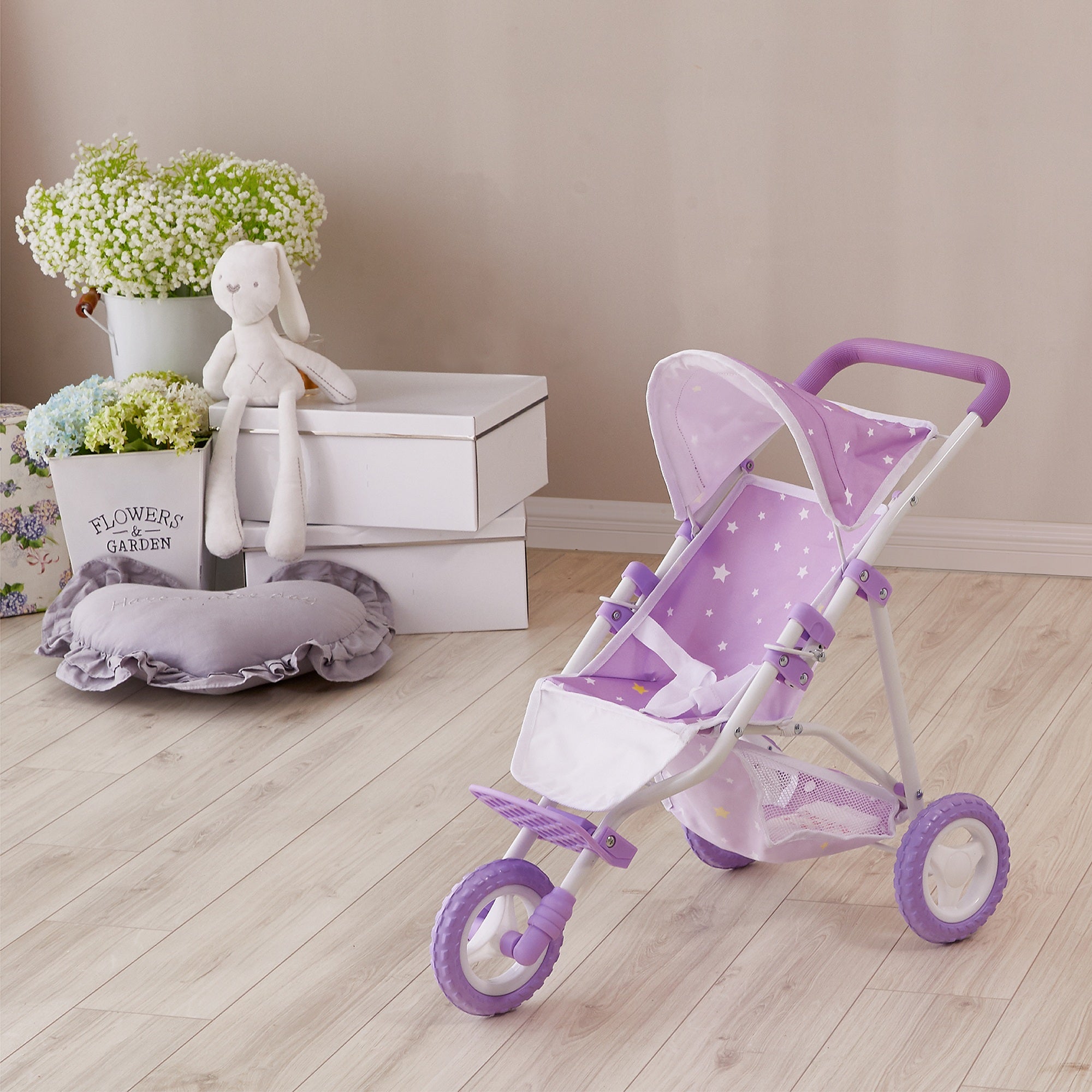Olivia's Little World Dolls Star Pram Stroller Pushchair For Baby Dolls OL-00006